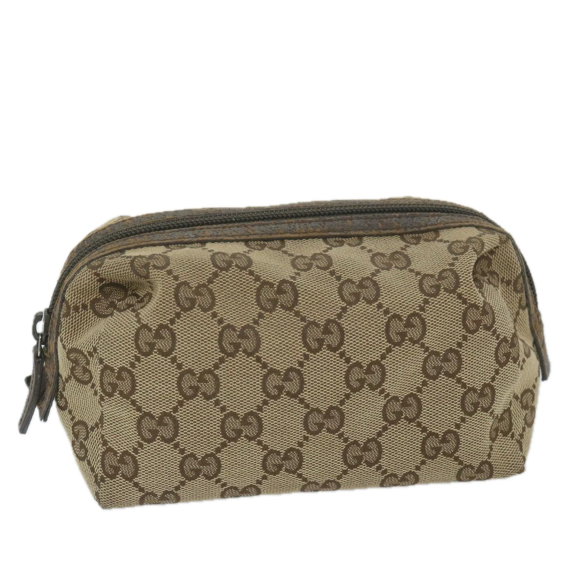 GUCCI GG Canvas Pouch Beige 29595 Auth ac2497