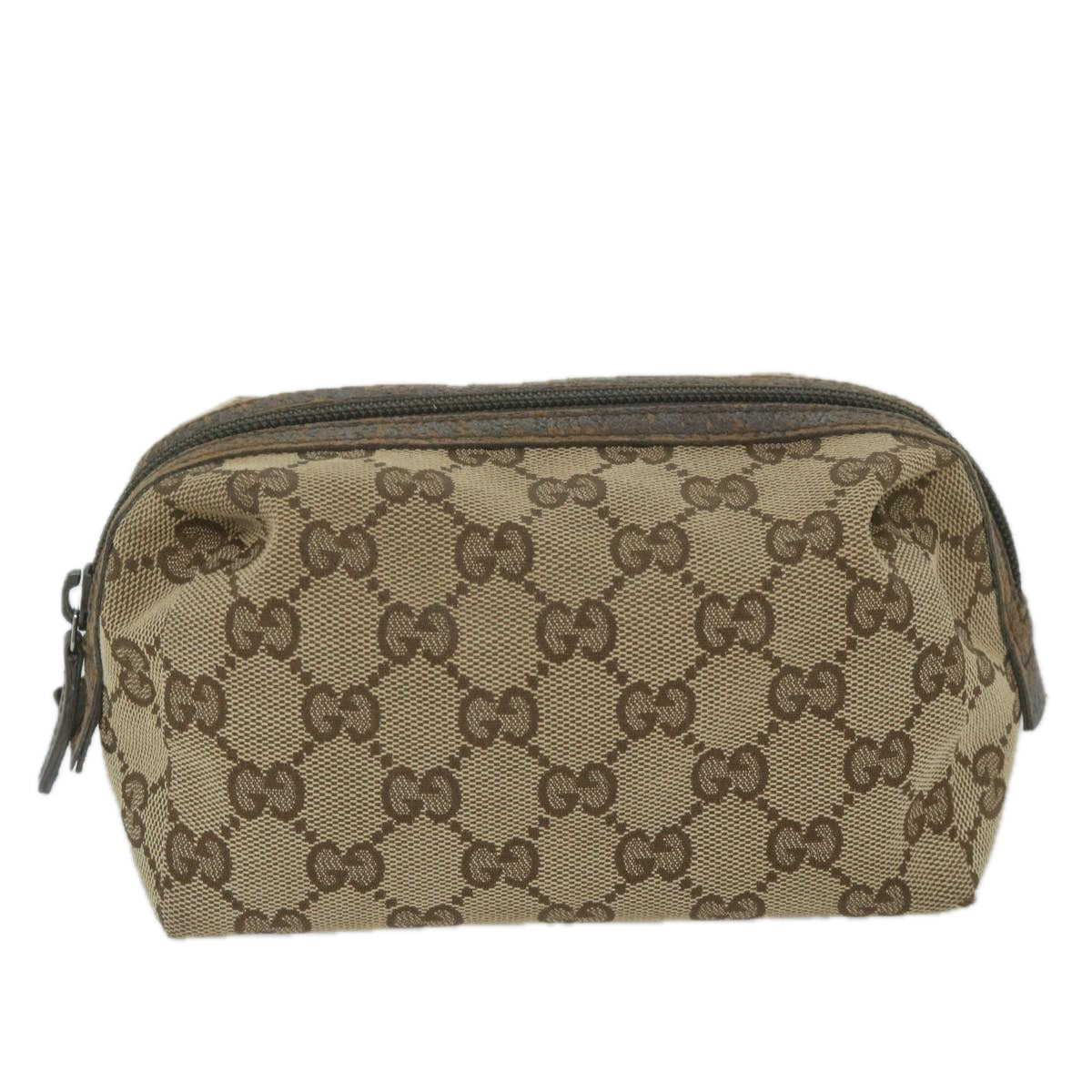 GUCCI GG Canvas Pouch Beige 29595 Auth ac2497