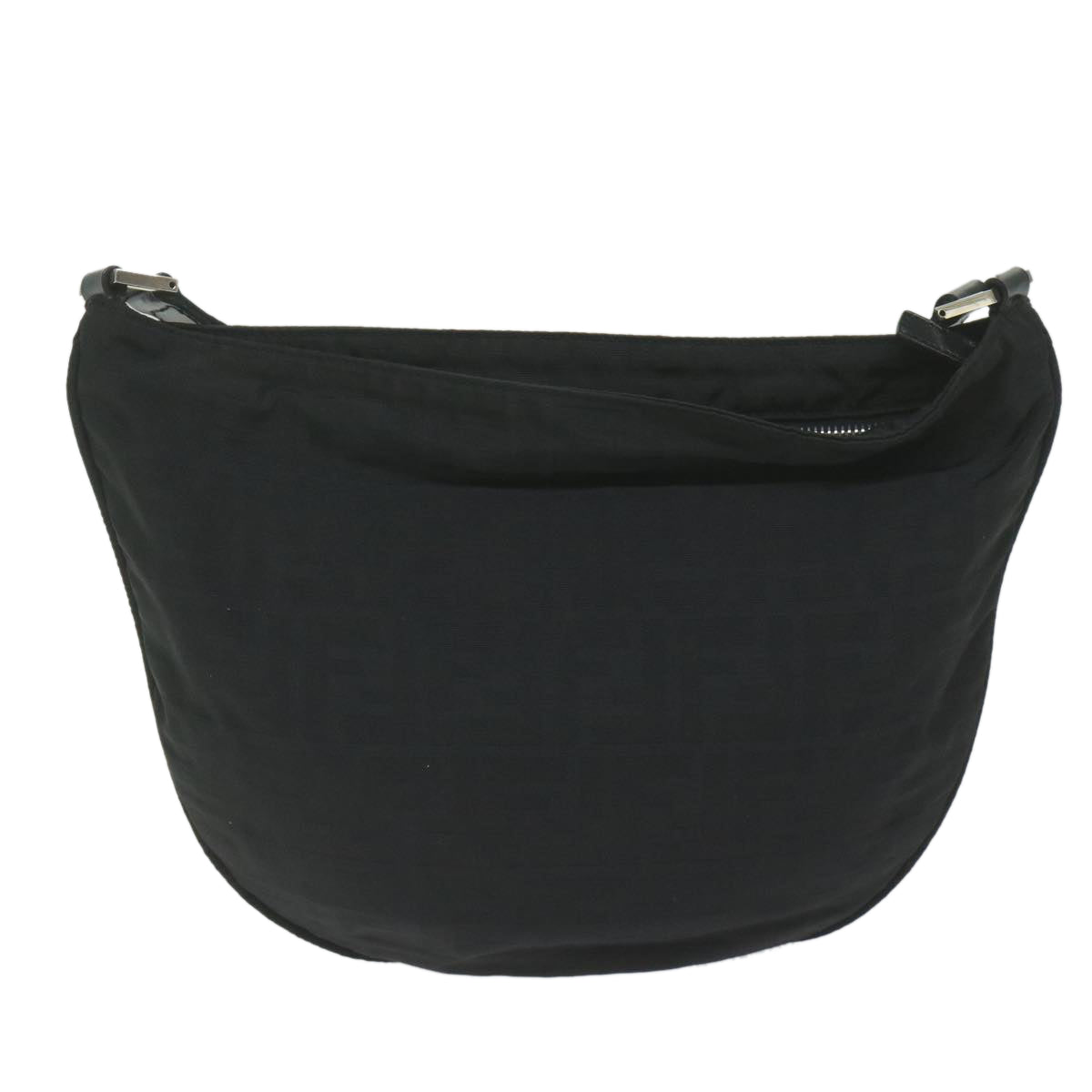 FENDI Zucca Canvas Shoulder Bag Black Auth ac2516