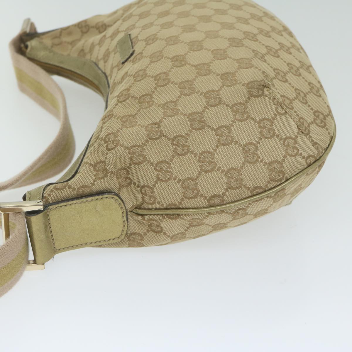 GUCCI GG Canvas Sherry Line Shoulder Bag Beige Gold pink 181092 Auth ac2524