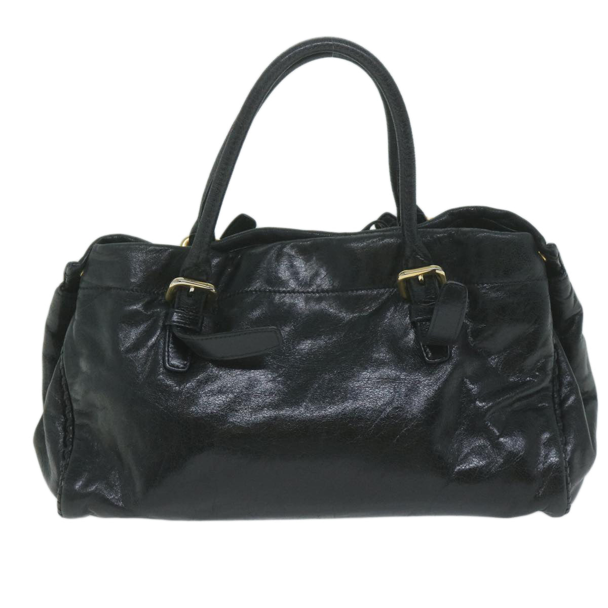 PRADA Hand Bag Leather 2way Black Auth ac2538 - 0