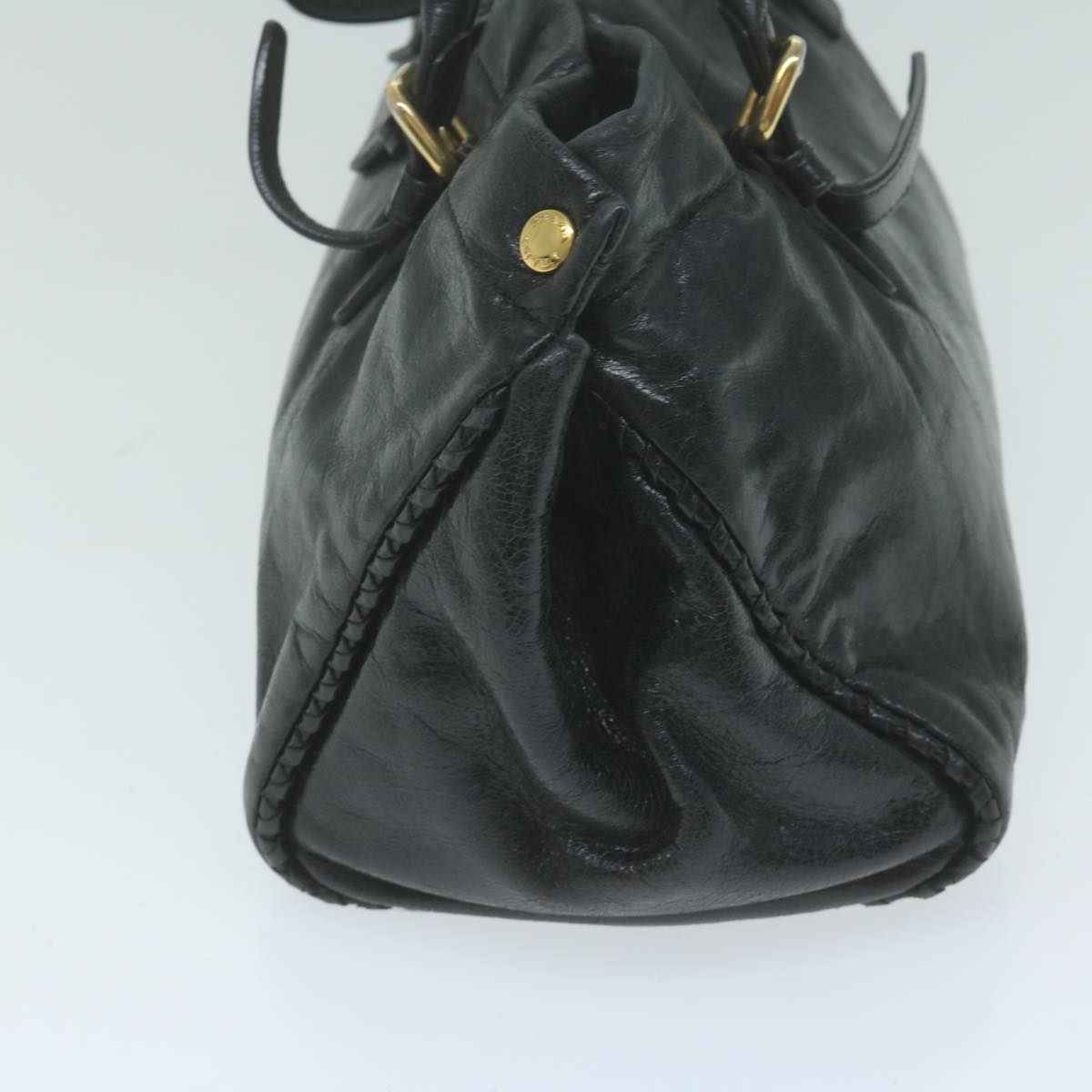 PRADA Hand Bag Leather 2way Black Auth ac2538