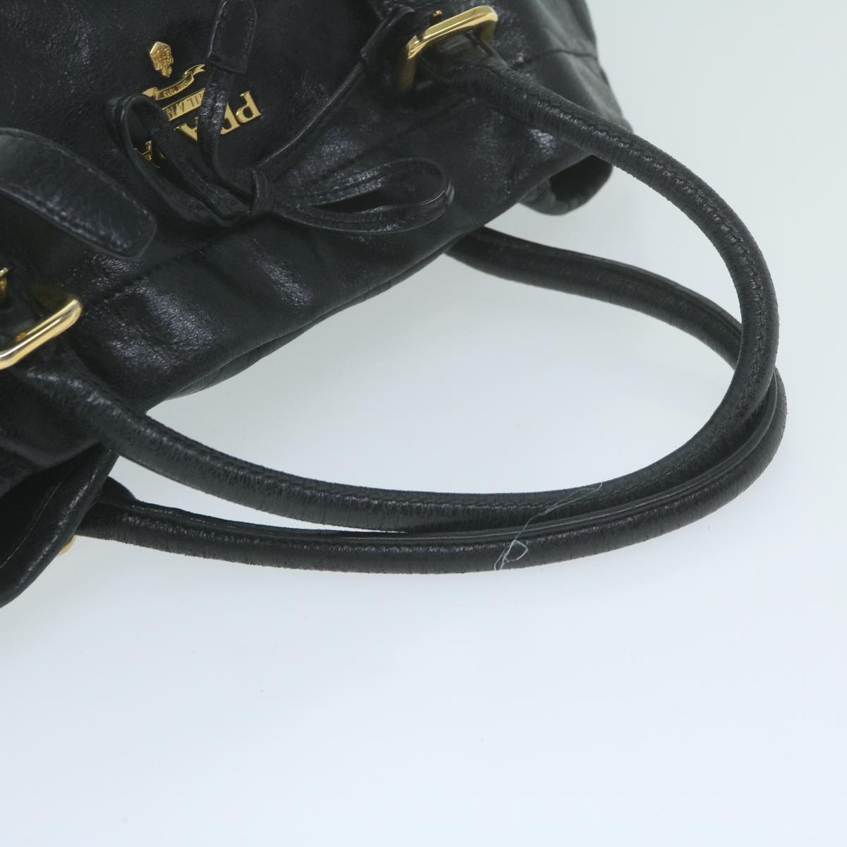 PRADA Hand Bag Leather 2way Black Auth ac2538