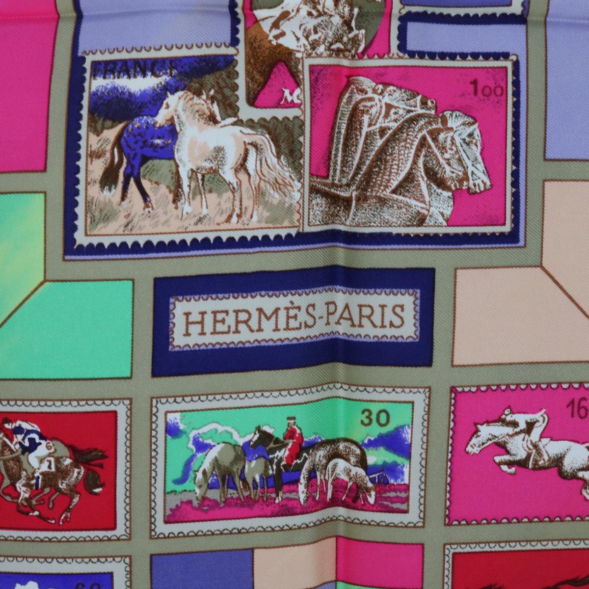 HERMES Carre 90 CORRE SPONDANCE Scarf Silk Multicolor Auth ac2539