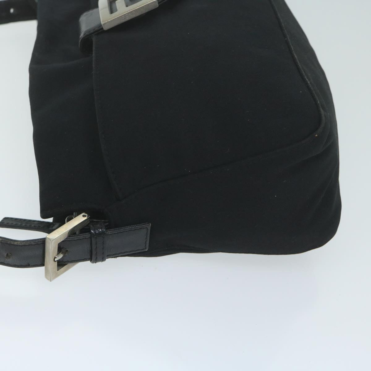 FENDI Mamma Baguette Shoulder Bag Nylon Black Auth ac2541