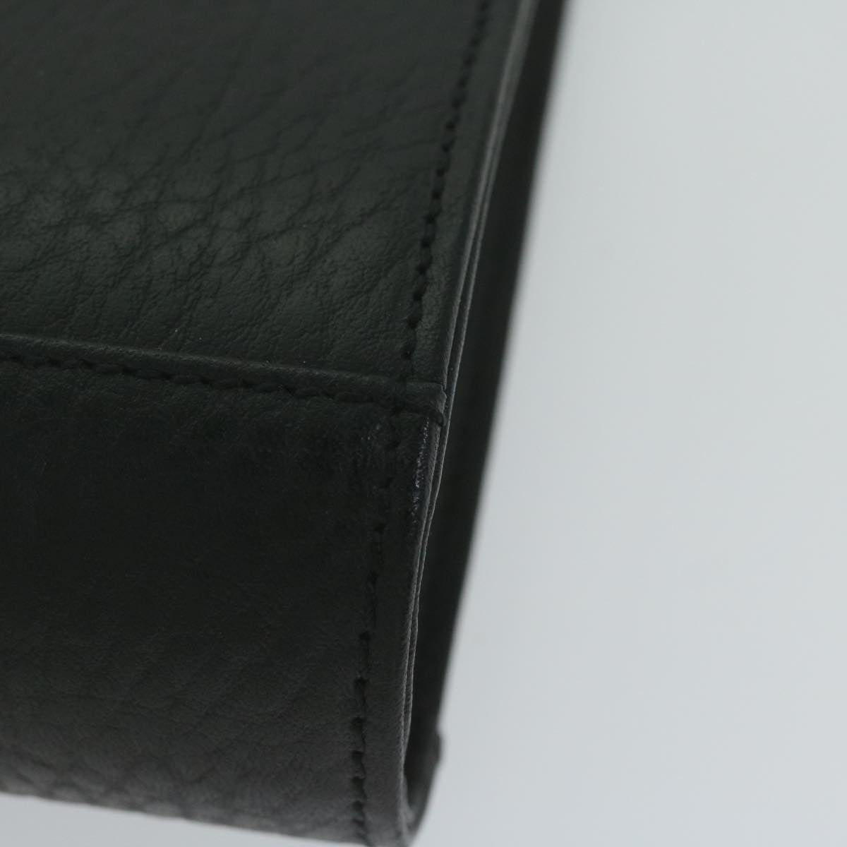 Burberrys Clutch Bag Leather Black Auth ac2560