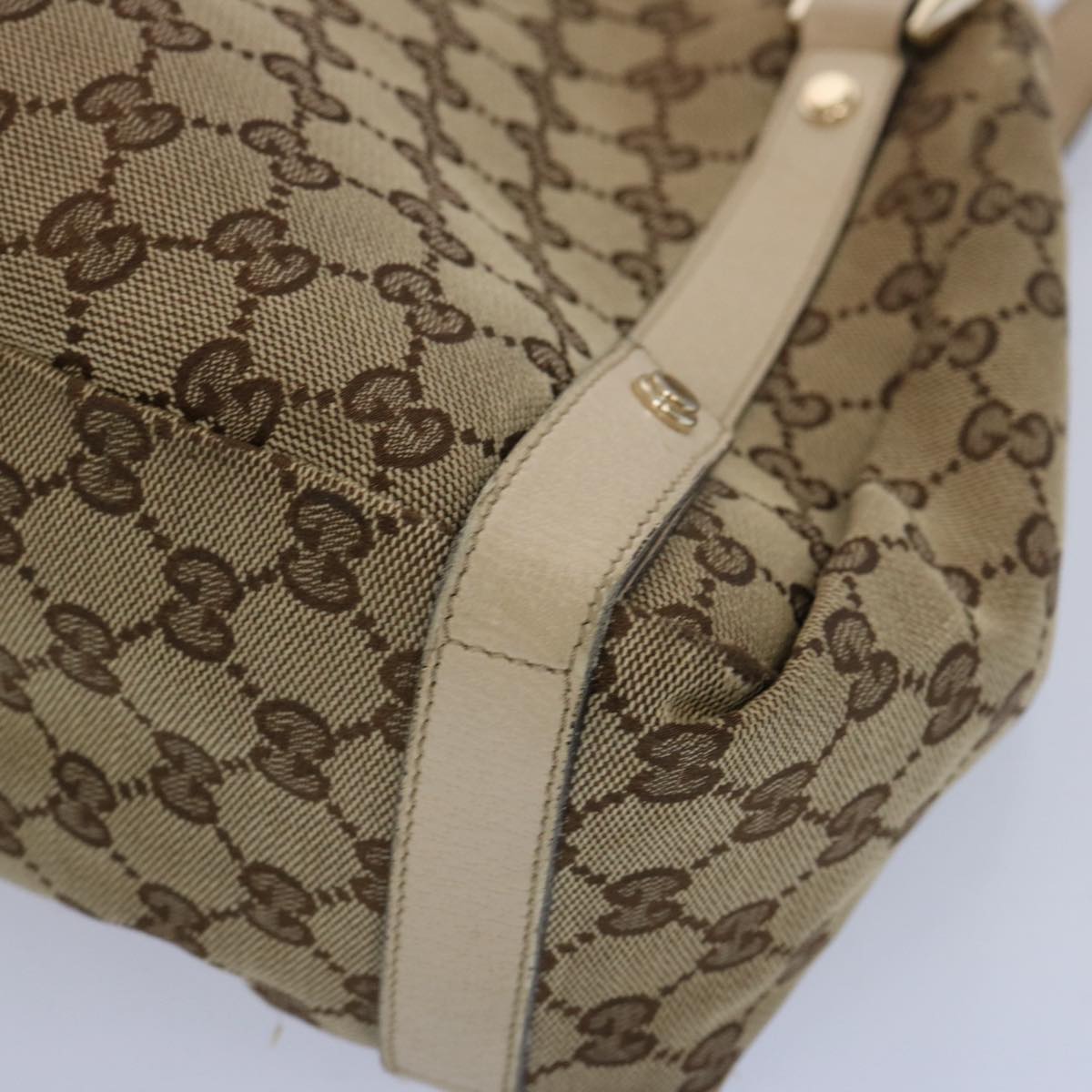 GUCCI GG Canvas Shoulder Bag Beige 130736 Auth ac2561