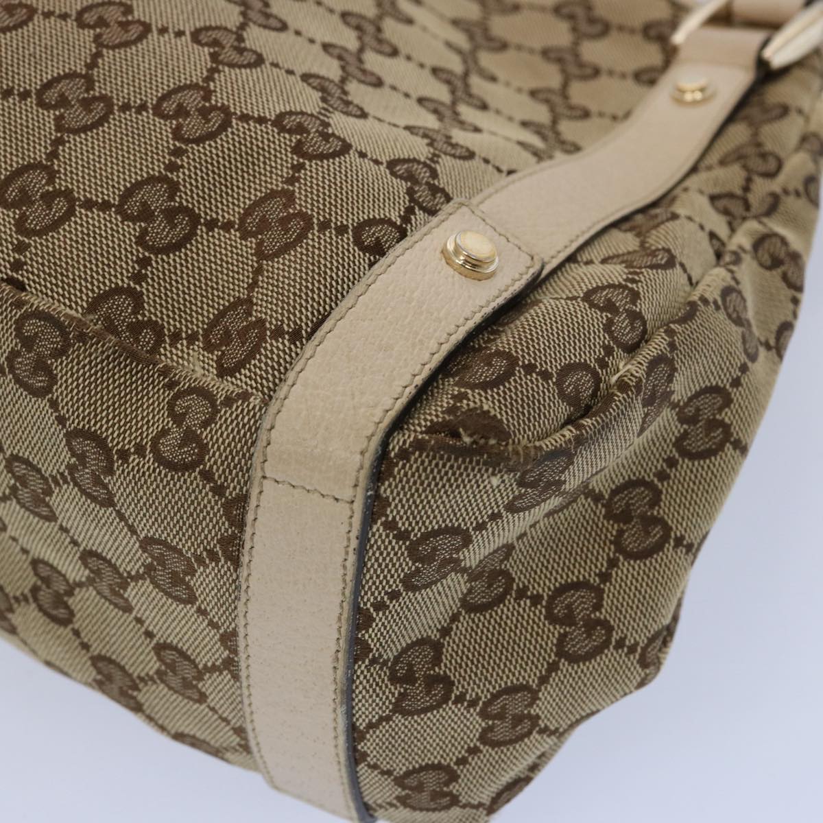 GUCCI GG Canvas Shoulder Bag Beige 130736 Auth ac2561