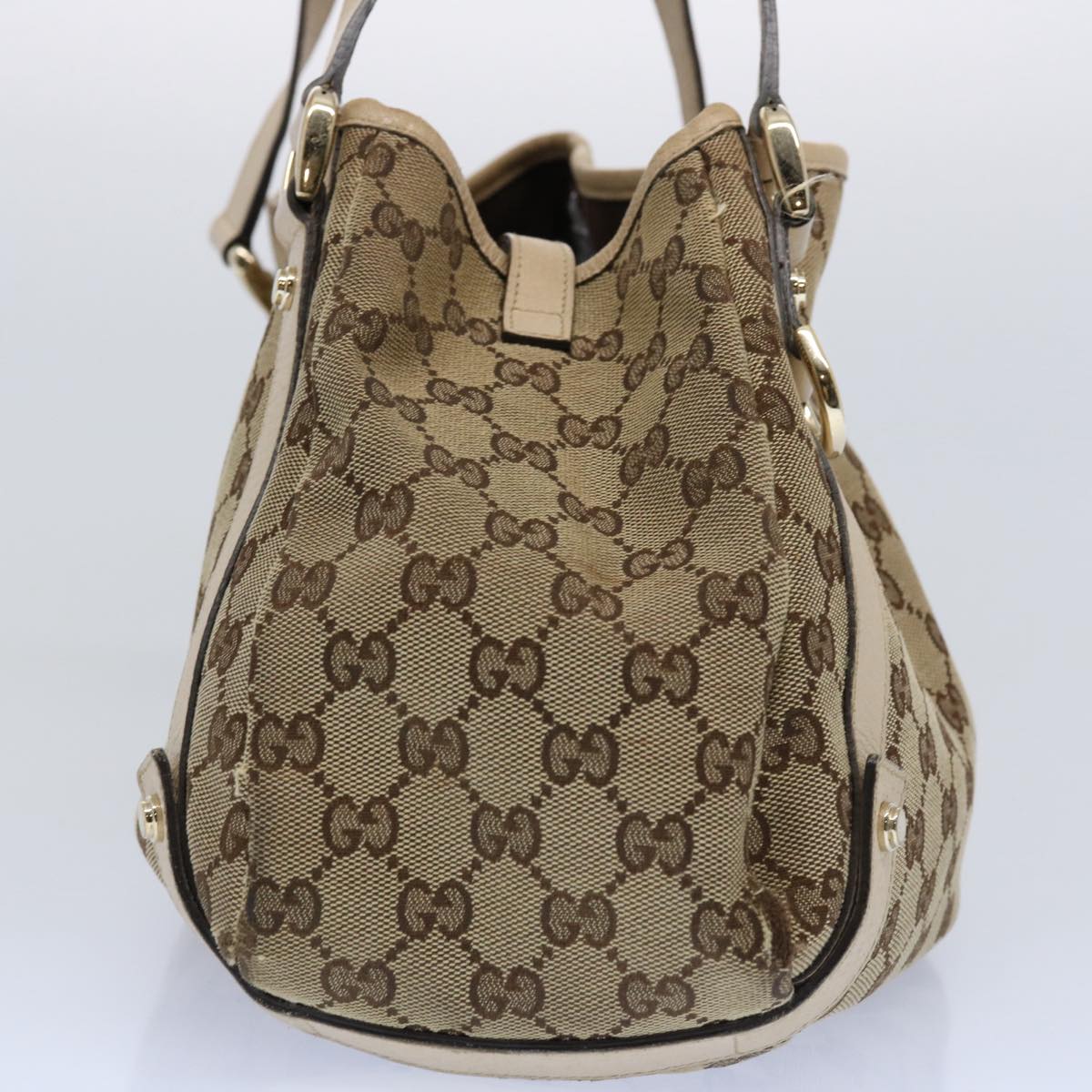 GUCCI GG Canvas Shoulder Bag Beige 130736 Auth ac2561