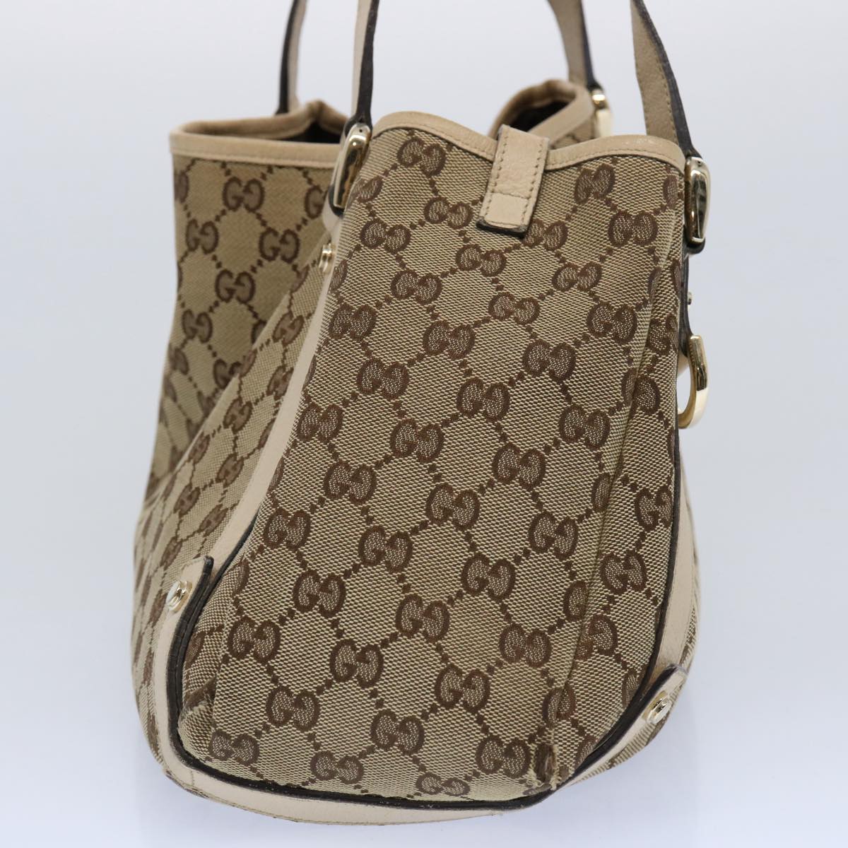 GUCCI GG Canvas Shoulder Bag Beige 130736 Auth ac2561