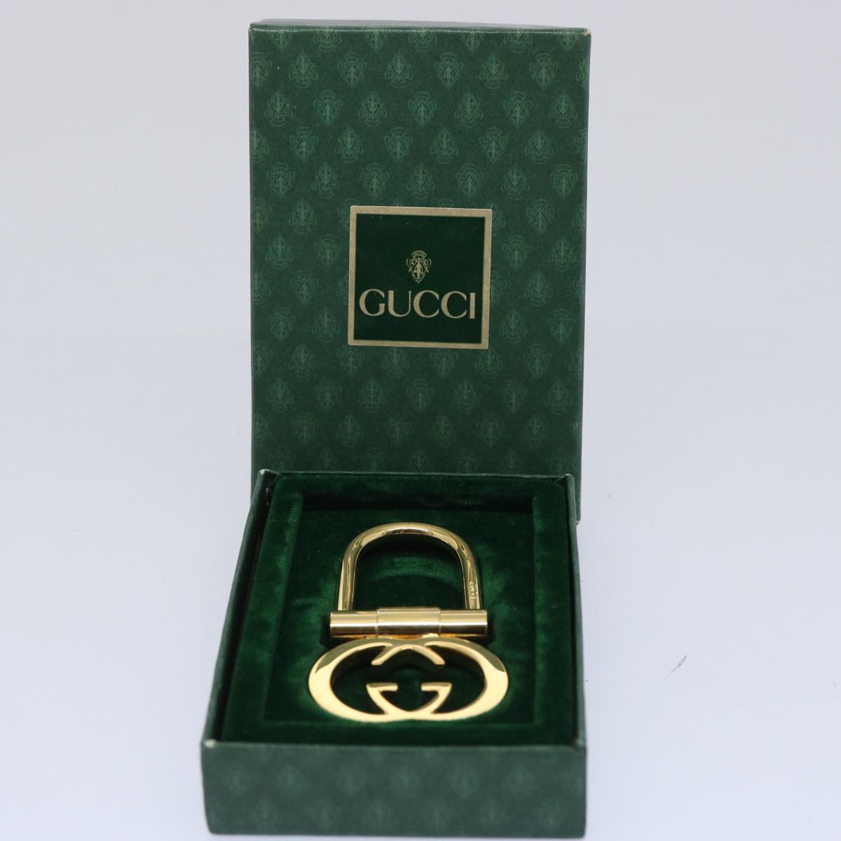 GUCCI Interlocking Key Ring metal Gold Tone Auth ac2581