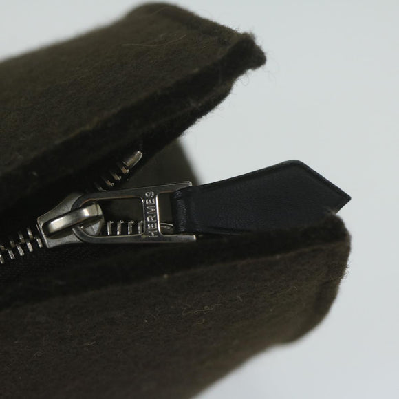HERMES Pouch Wool Brown Auth ac2590