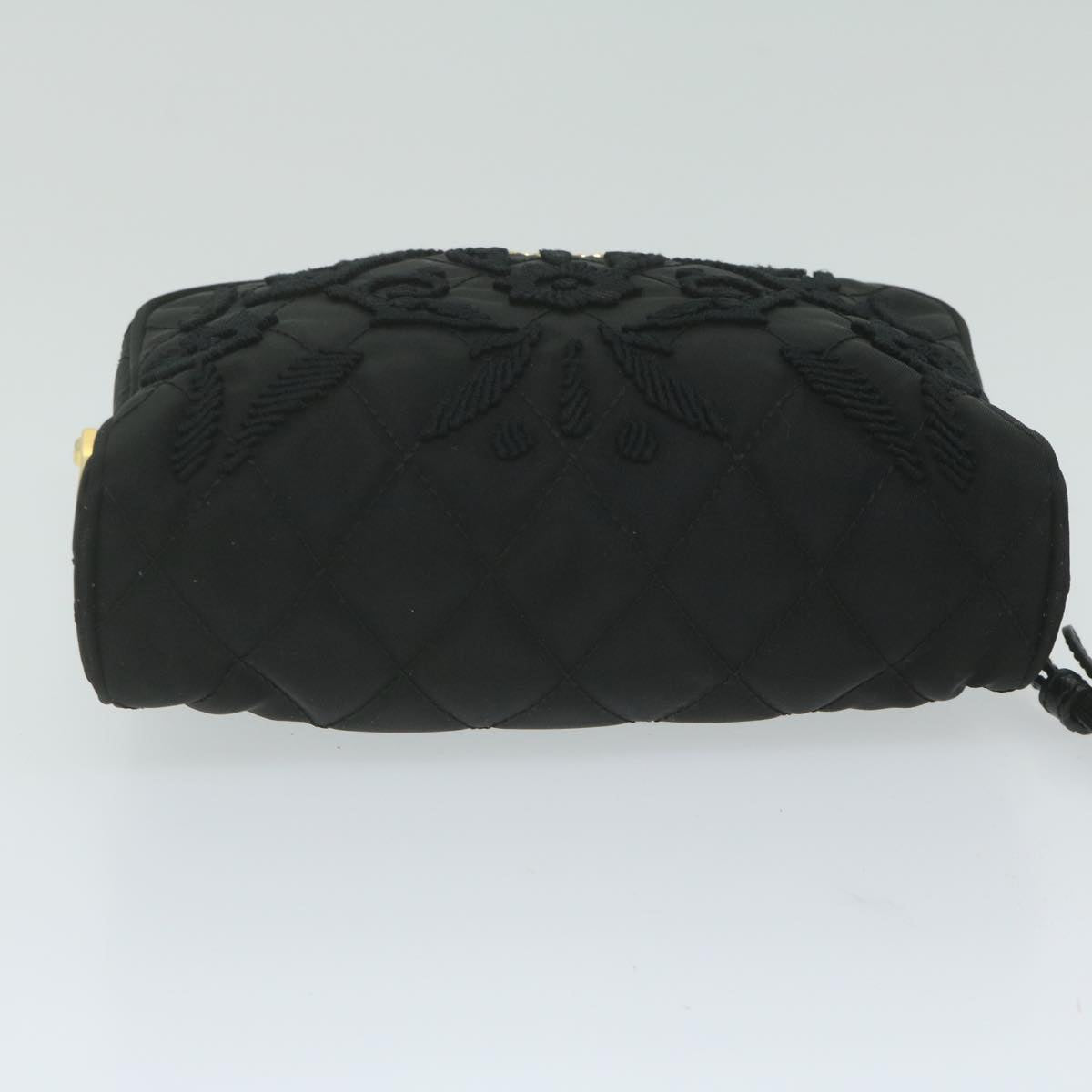 PRADA Embroidery Pouch Nylon Black Auth ac2598