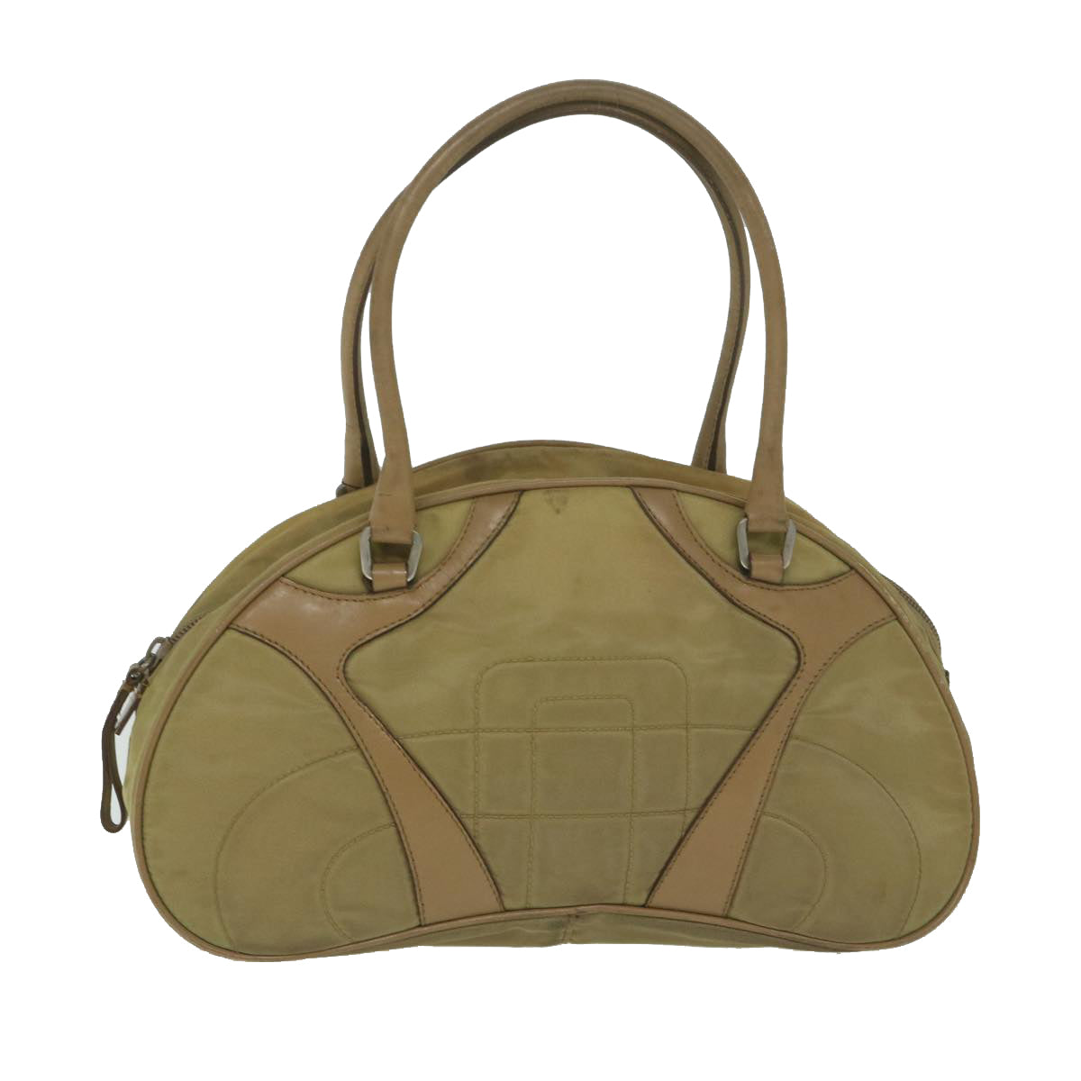 PRADA Hand Bag Nylon Beige Auth ac2600