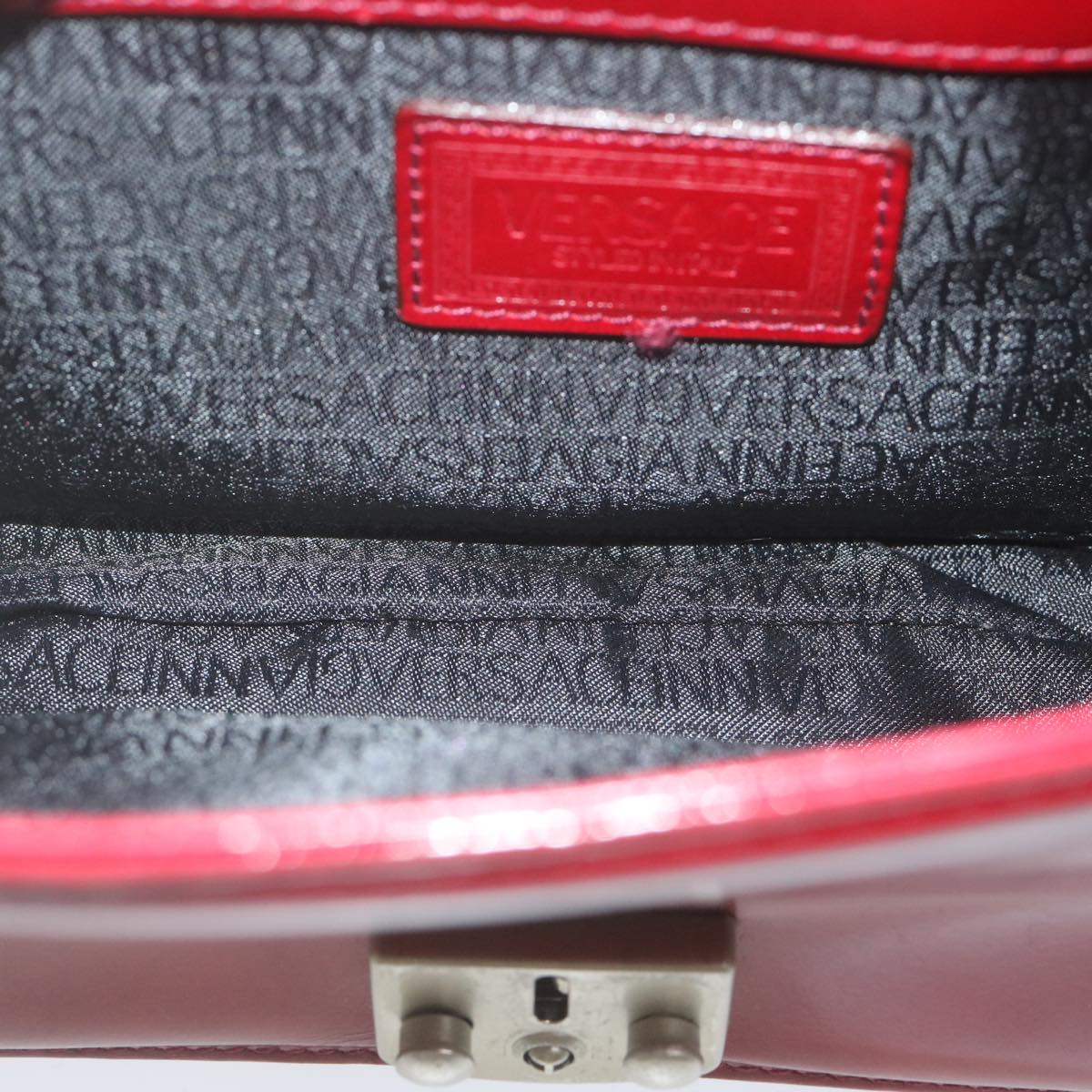 VERSACE Shoulder Bag Leather Red Auth ac2601