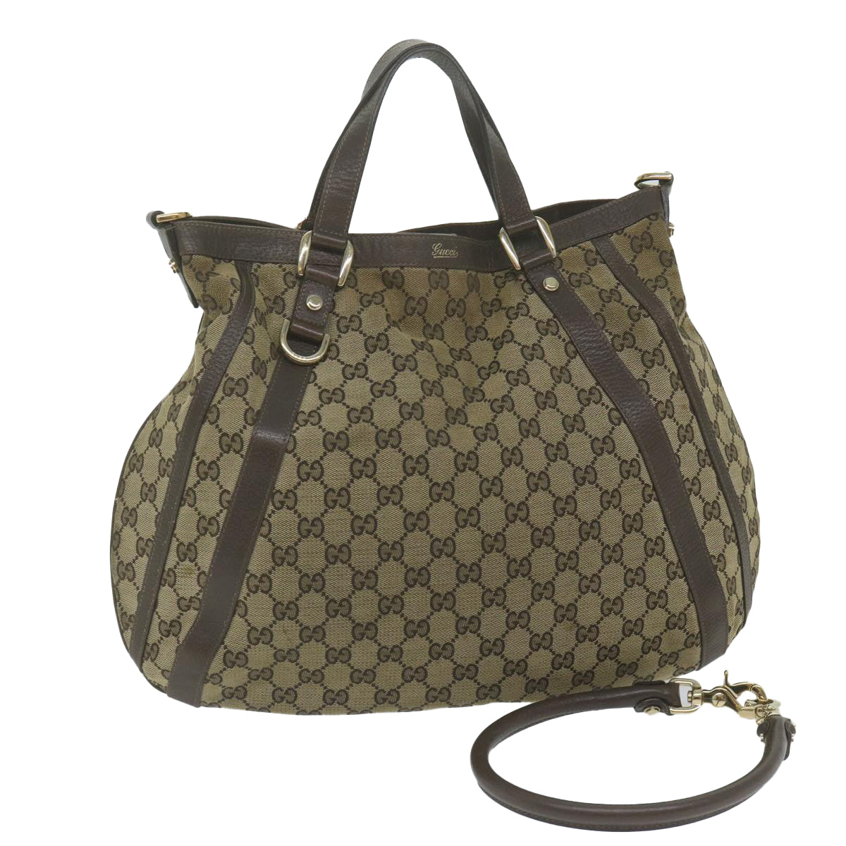 GUCCI GG Canvas Shoulder Bag Beige 130734 Auth ac2603