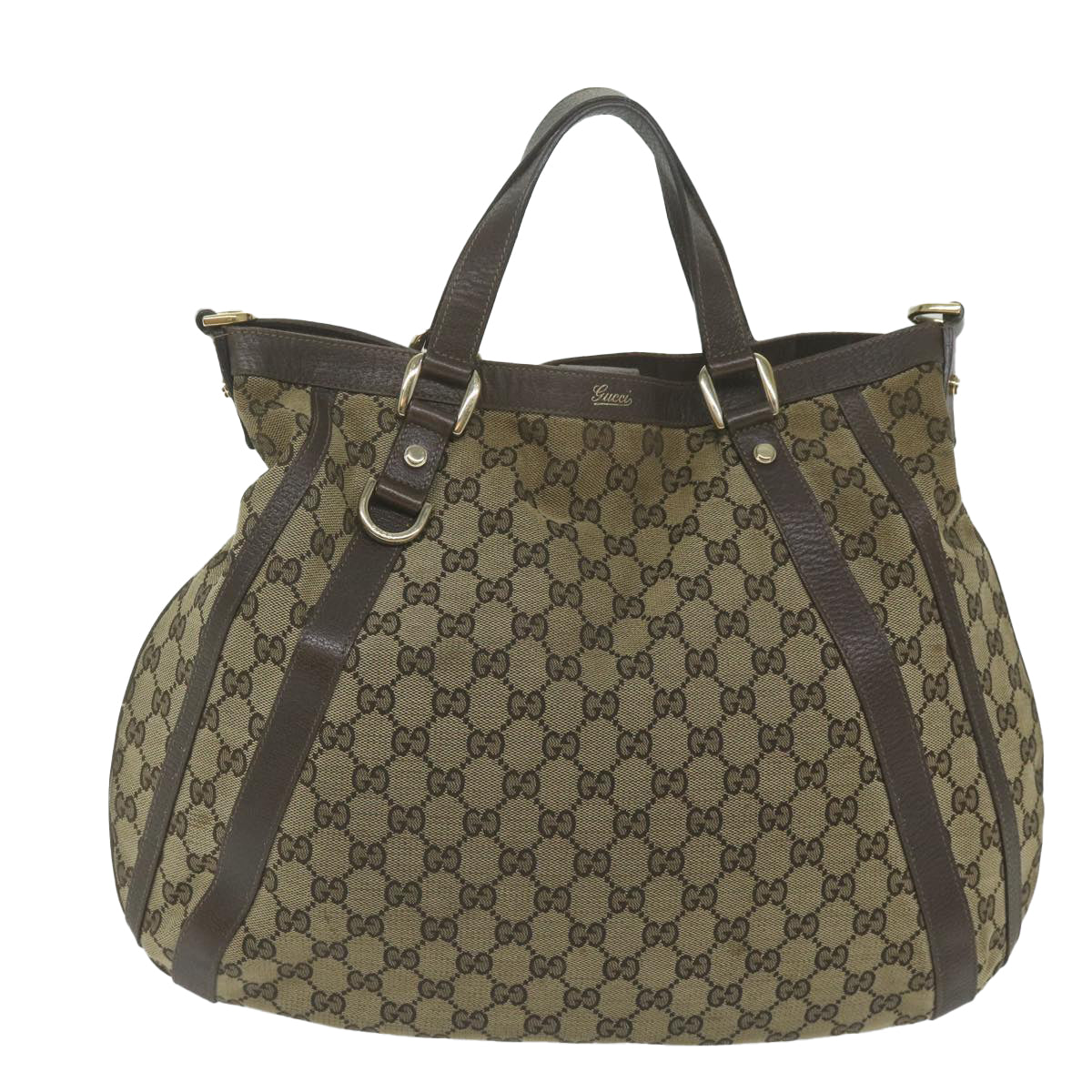 GUCCI GG Canvas Shoulder Bag Beige 130734 Auth ac2603