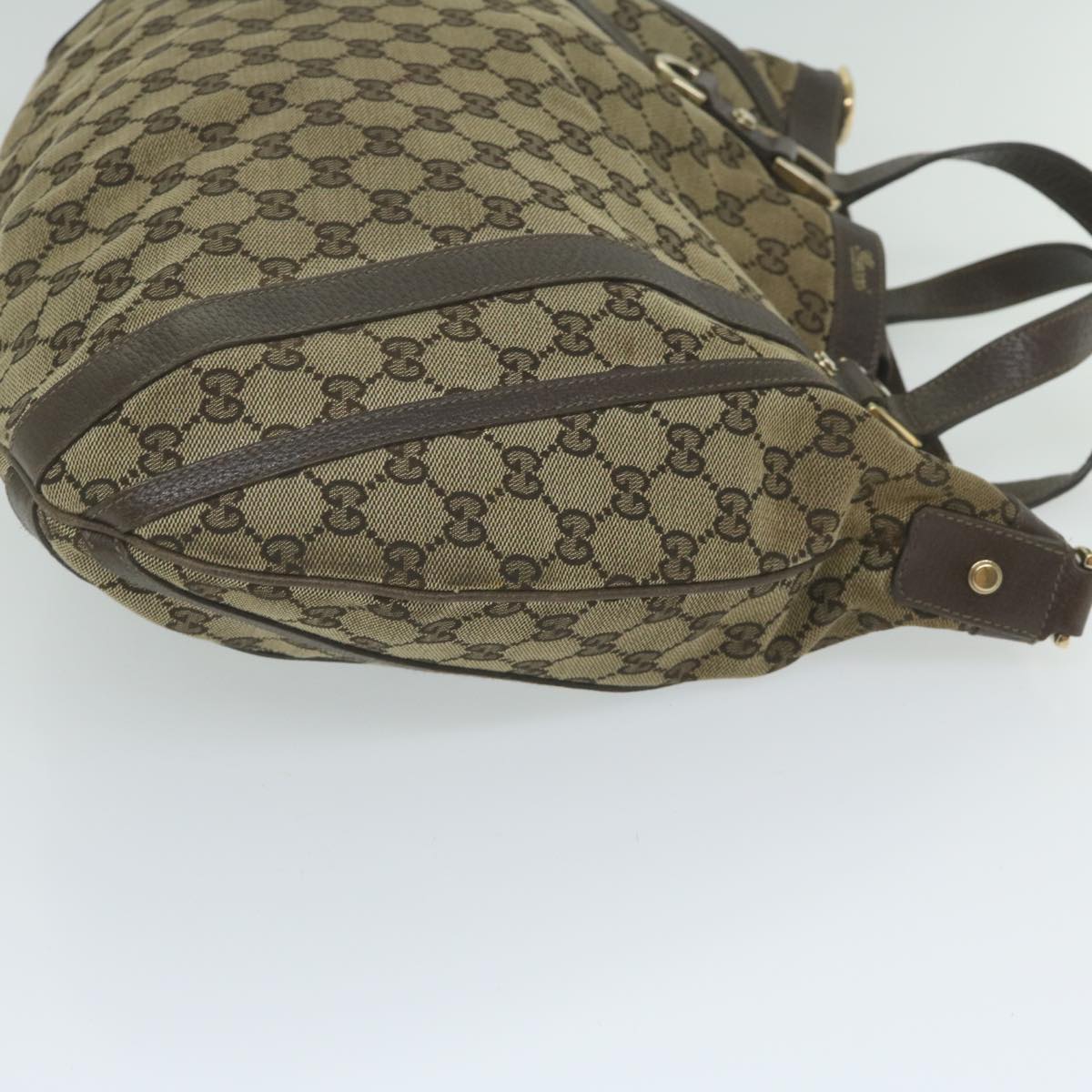 GUCCI GG Canvas Shoulder Bag Beige 130734 Auth ac2603