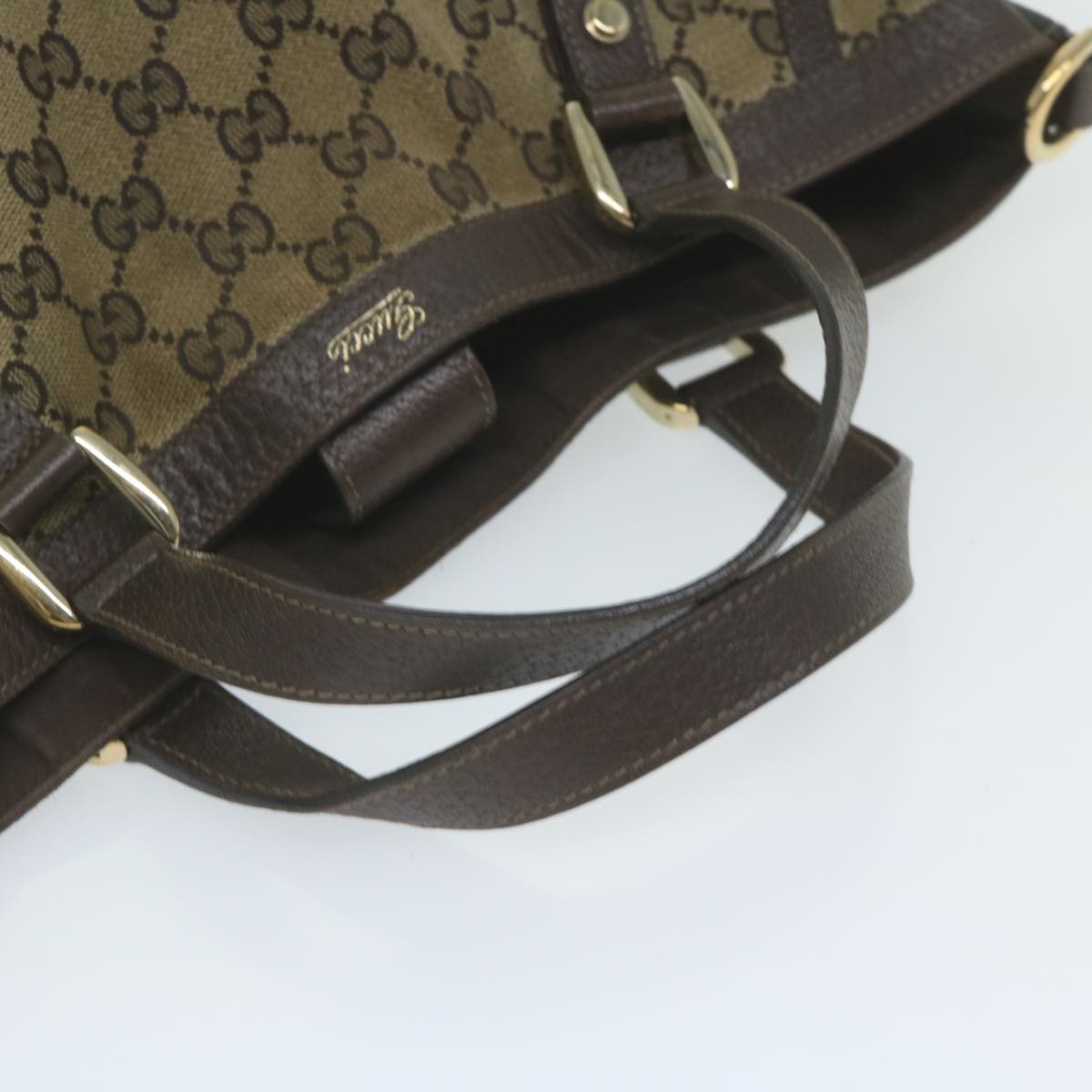 GUCCI GG Canvas Shoulder Bag Beige 130734 Auth ac2603