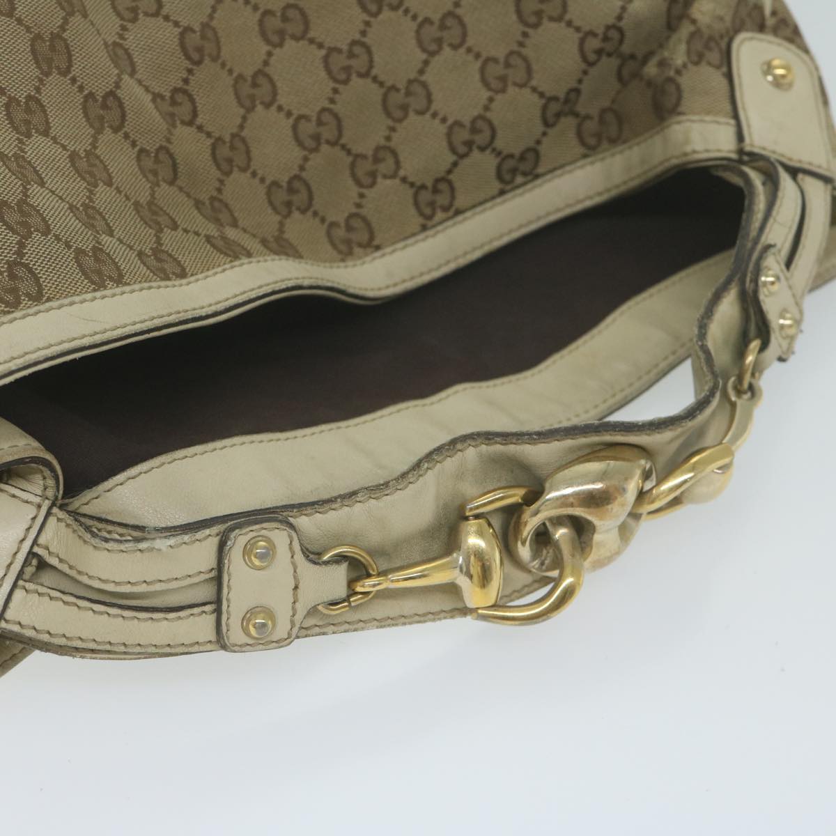 GUCCI GG Canvas Shoulder Bag Beige 211944 Auth ac2610