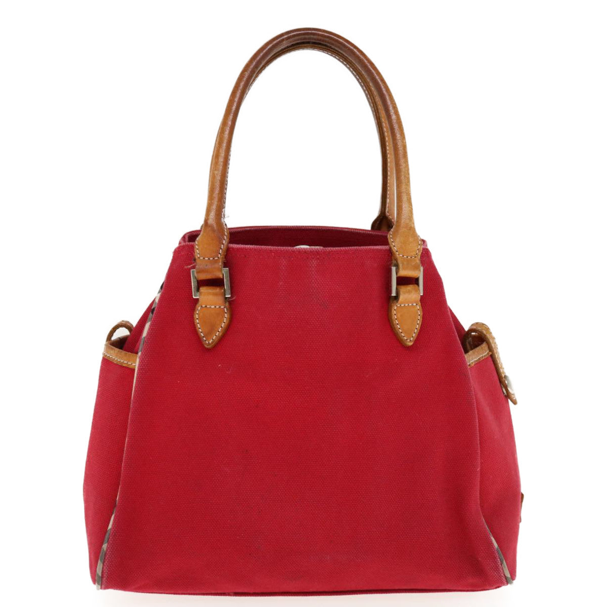 BURBERRY Hand Bag Canvas Red Auth ac2619