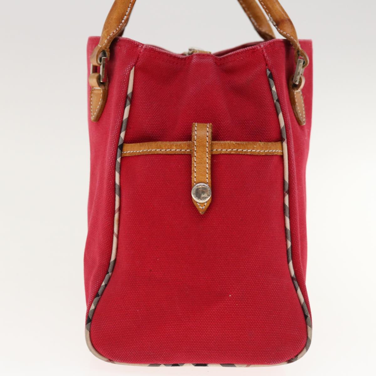 BURBERRY Hand Bag Canvas Red Auth ac2619