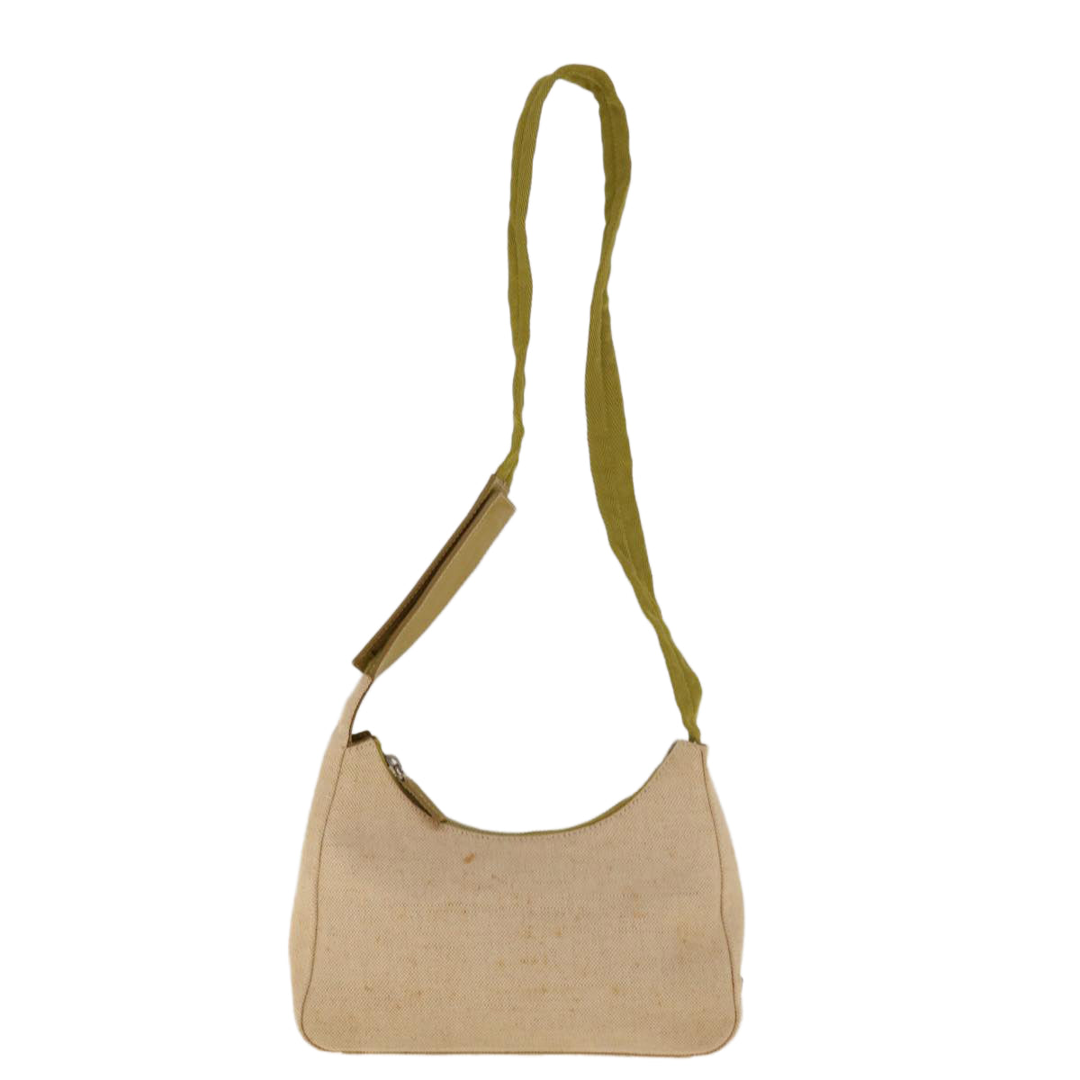 PRADA Shoulder Bag Canvas Beige Auth ac2628