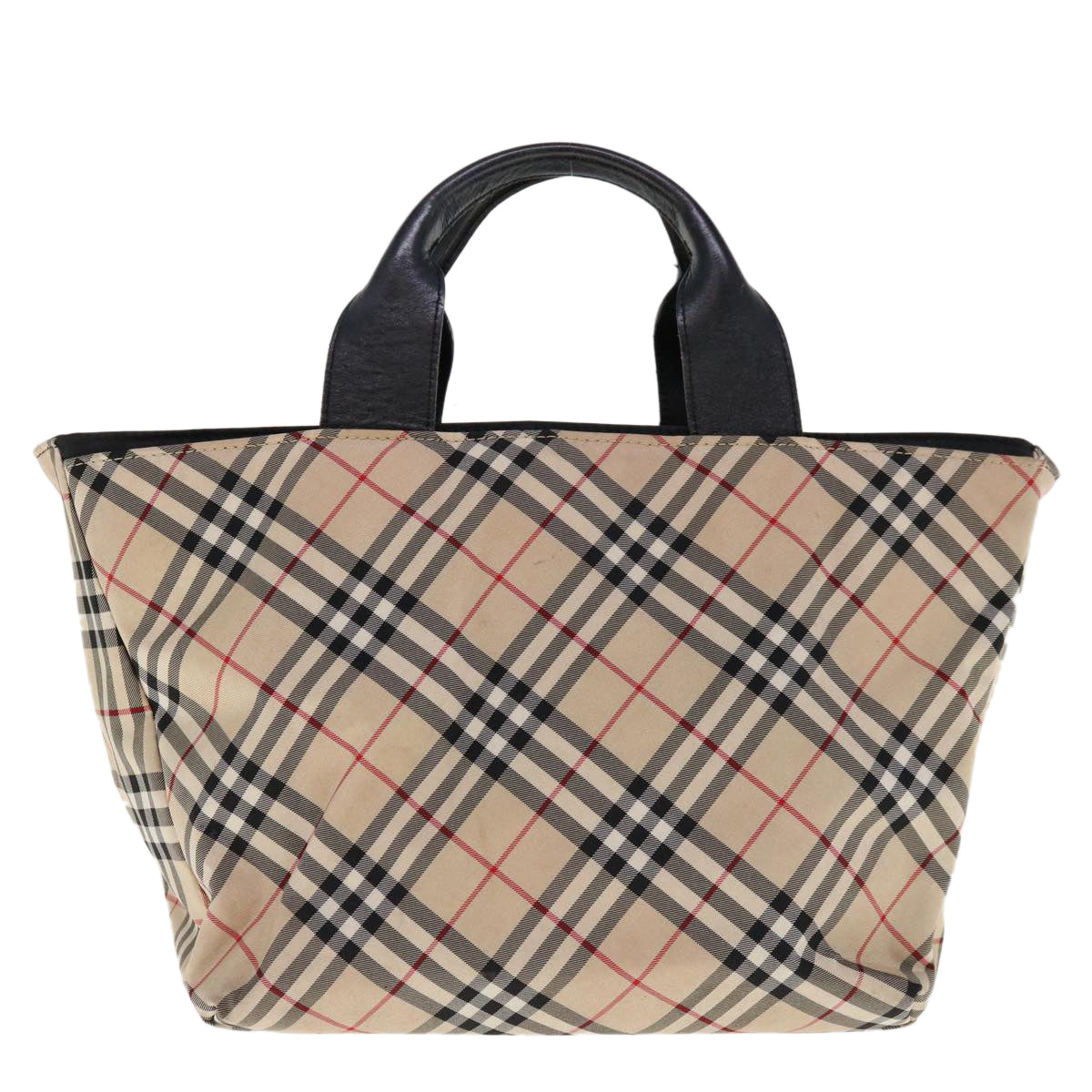 BURBERRY Nova Check Hand Bag Nylon Beige Auth ac2641