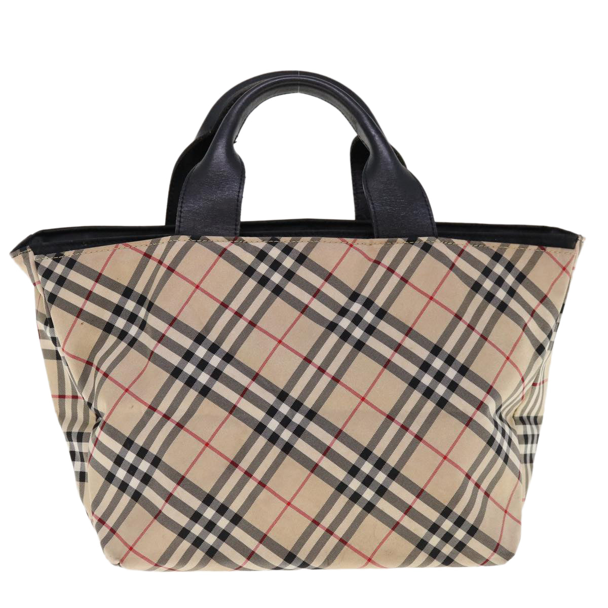 BURBERRY Nova Check Hand Bag Nylon Beige Auth ac2641