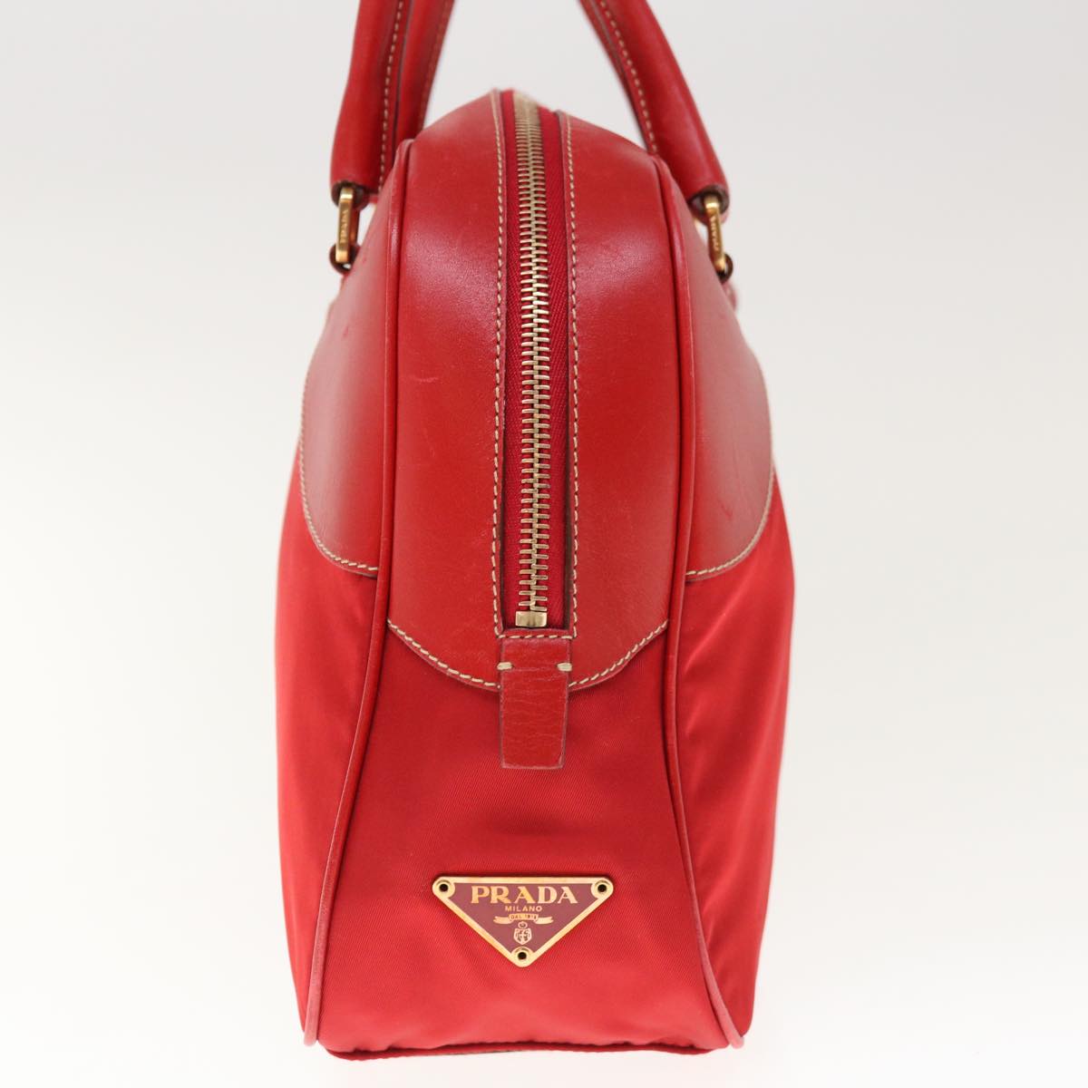 PRADA Shoulder Bag Nylon Leather Red Auth ac2652