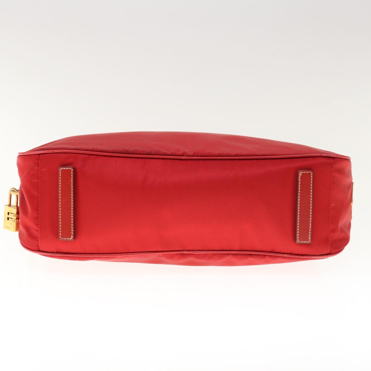 PRADA Shoulder Bag Nylon Leather Red Auth ac2652