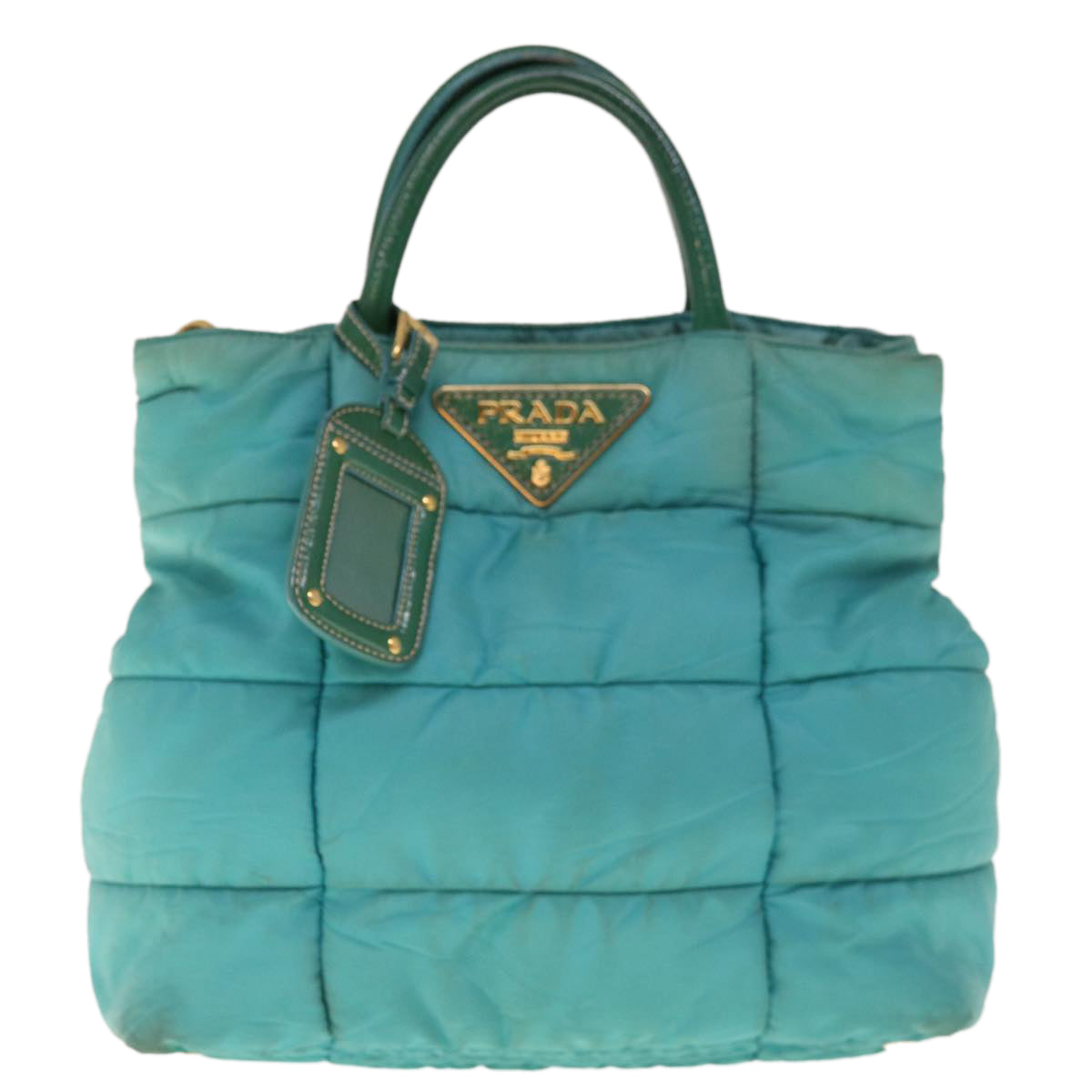 PRADA Hand Bag Nylon 2way Turquoise Blue Auth ac2661