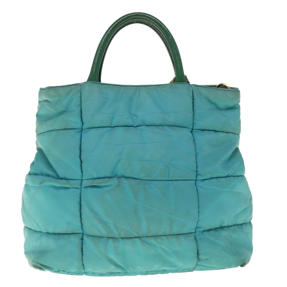 PRADA Hand Bag Nylon 2way Turquoise Blue Auth ac2661 - 0