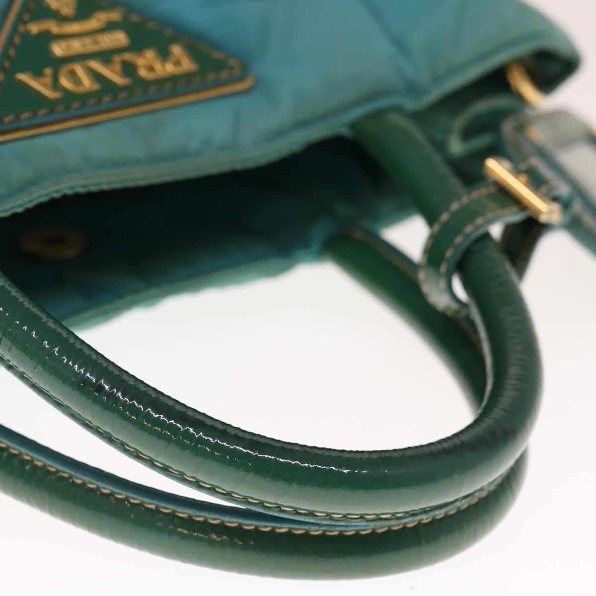 PRADA Hand Bag Nylon 2way Turquoise Blue Auth ac2661