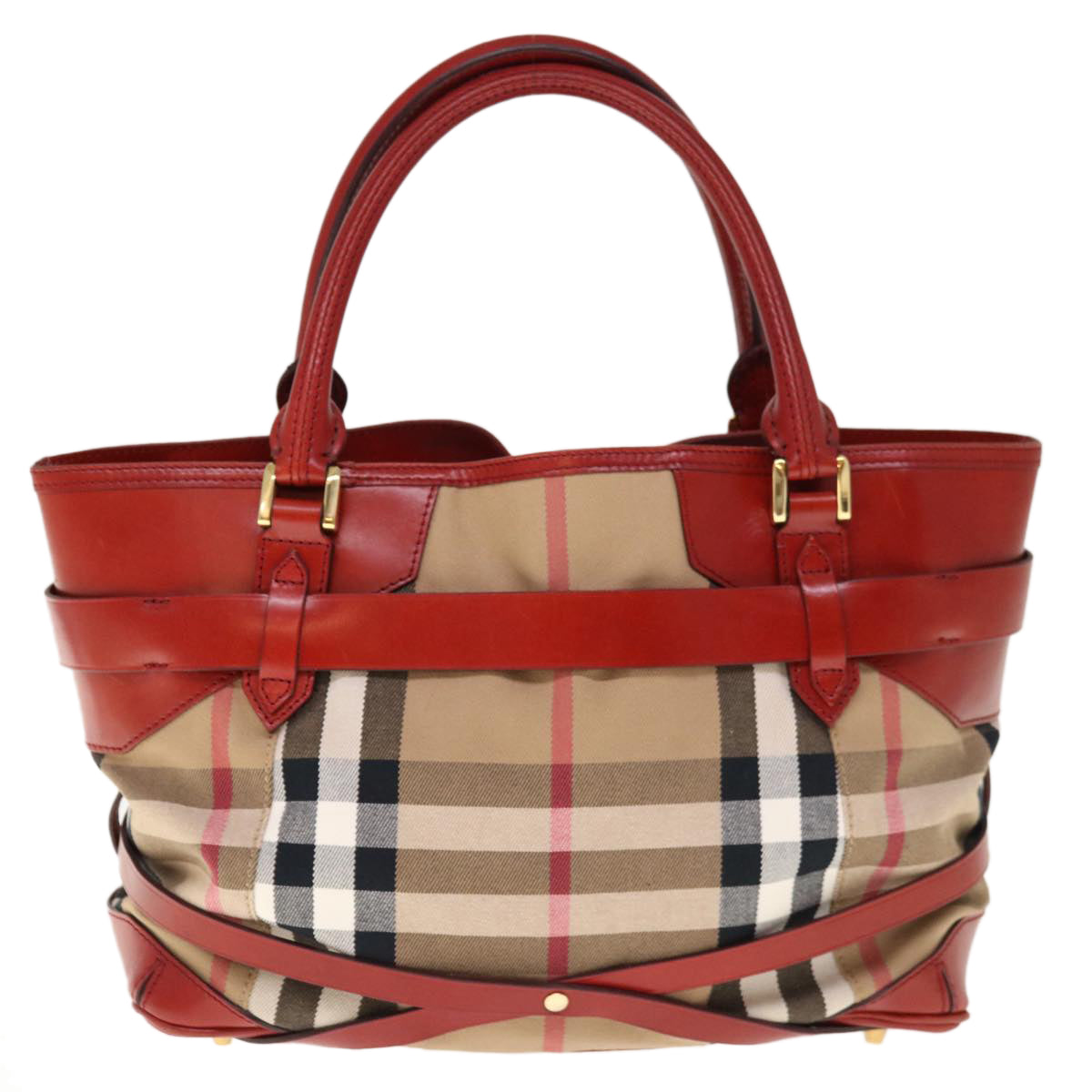 BURBERRY Nova Check Tote Bag Canvas Beige Auth ac2663 - 0