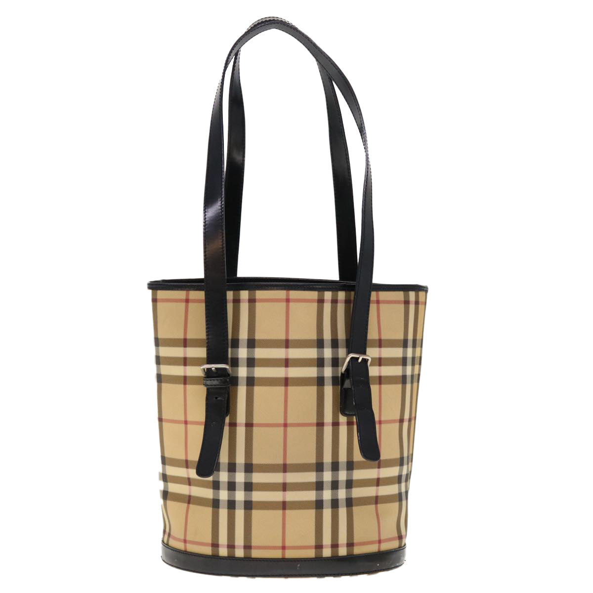 BURBERRY Nova Check Shoulder Bag Coated Canvas Beige Auth ac2665 - 0