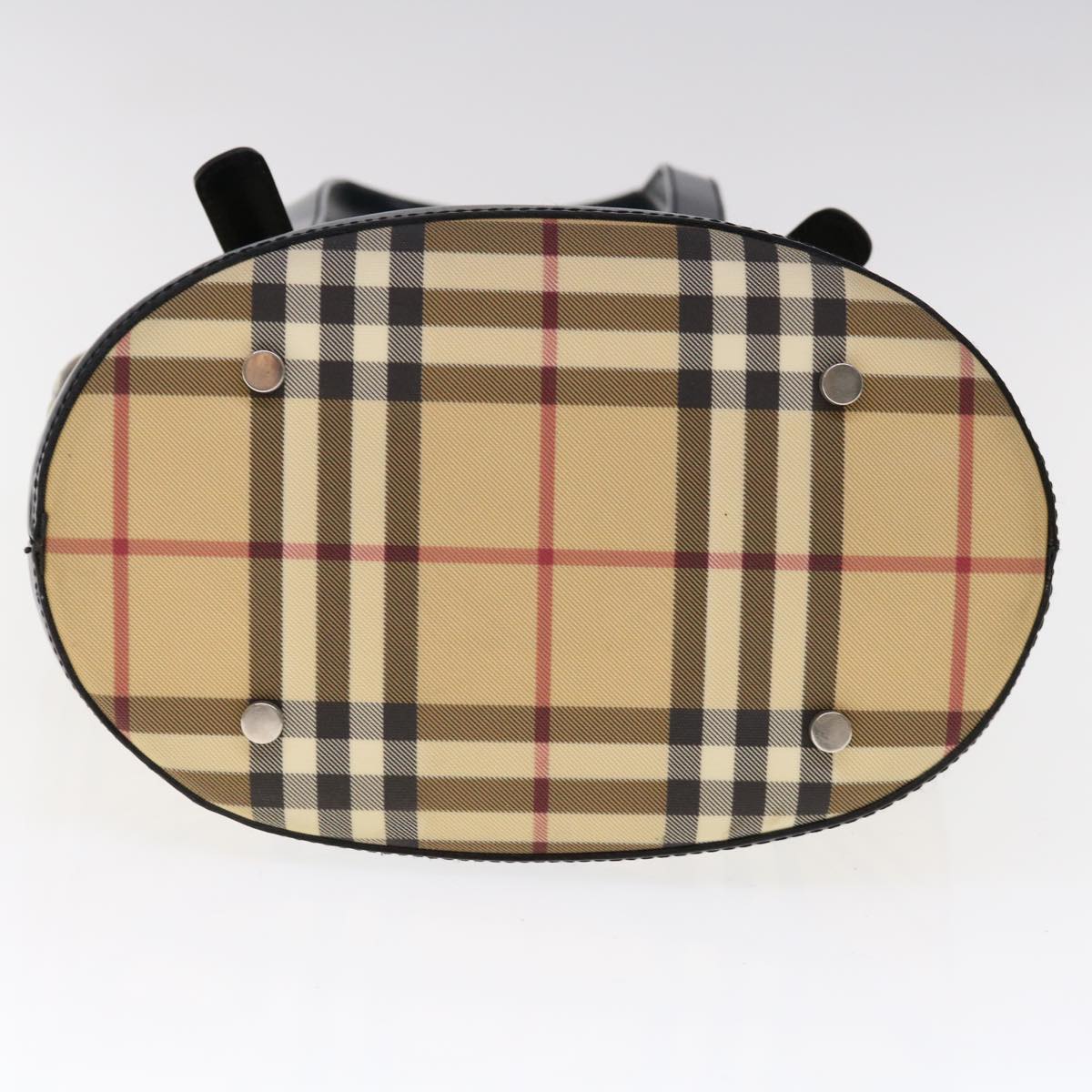 BURBERRY Nova Check Shoulder Bag Coated Canvas Beige Auth ac2665