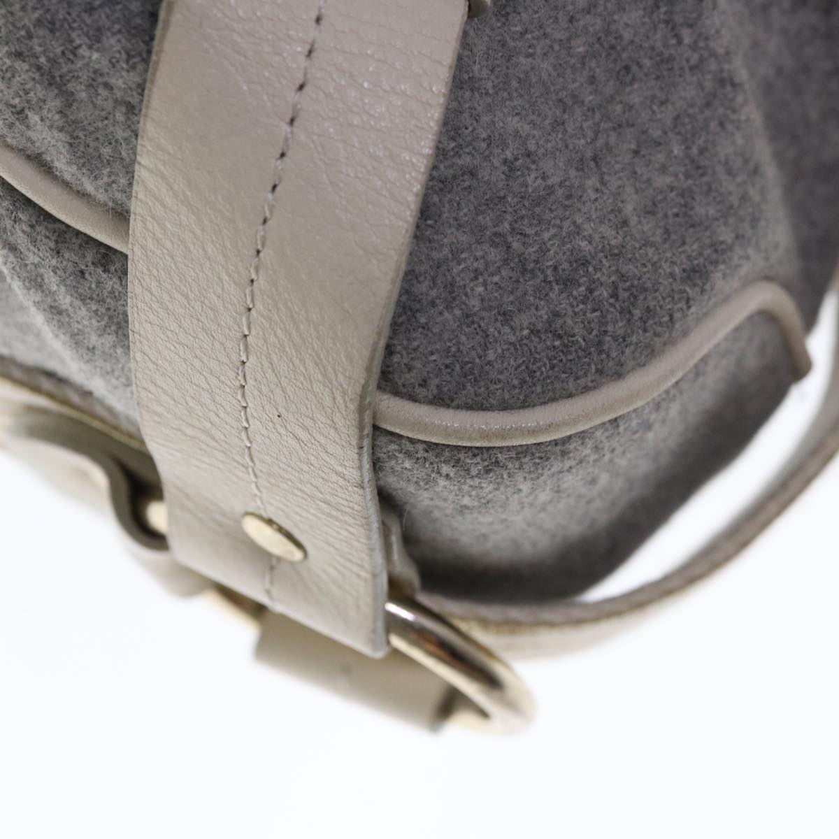 BURBERRY Blue Label Shoulder Bag Wool Gray Auth ac2666