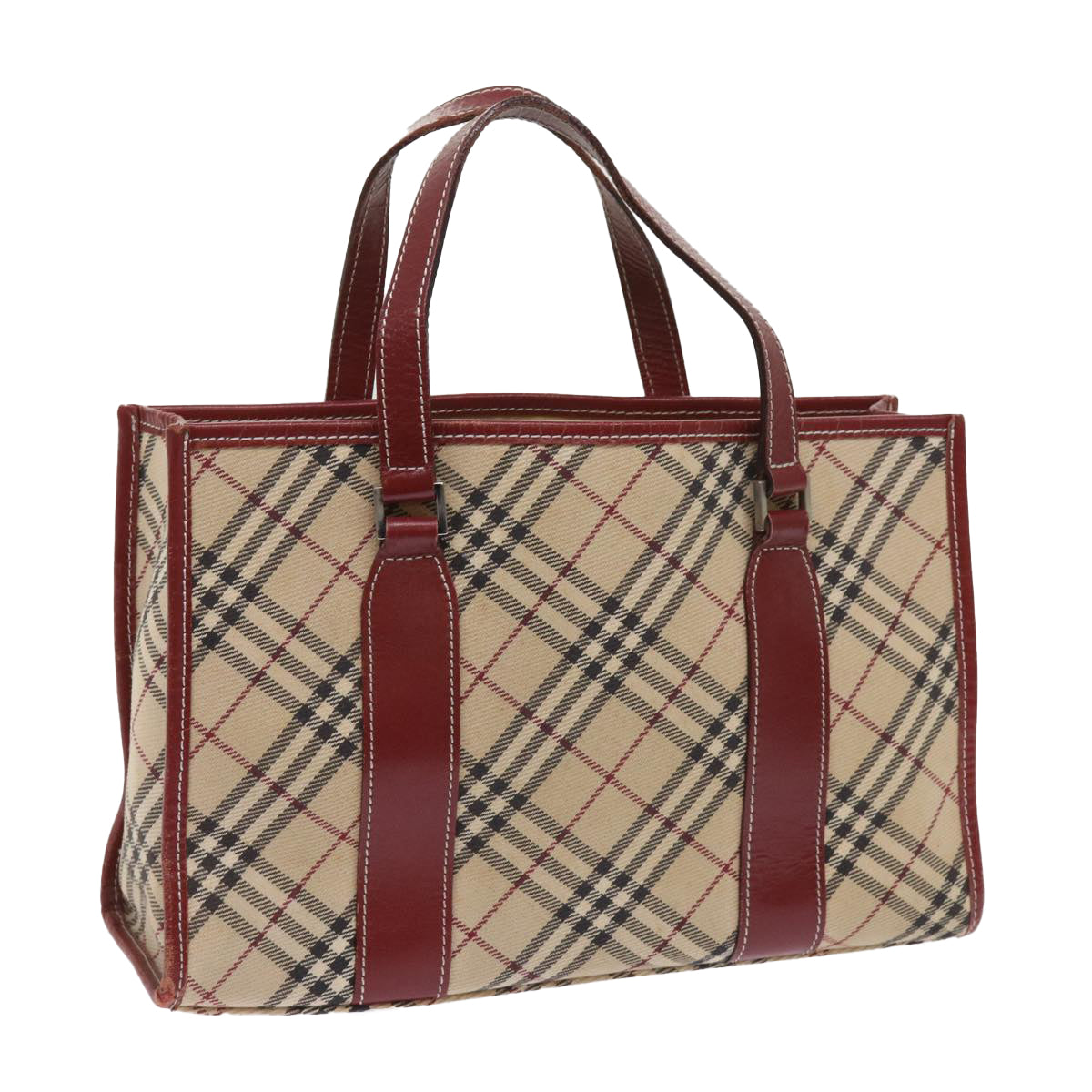 BURBERRY Nova Check Blue Label Tote Bag Canvas Beige Auth ac2669