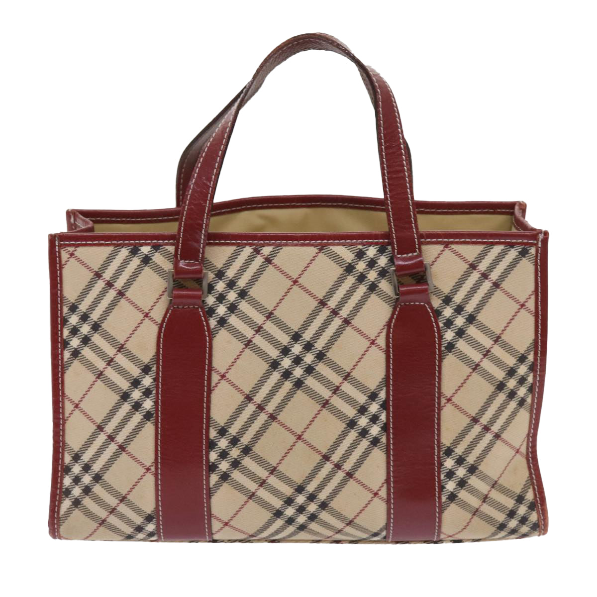 BURBERRY Nova Check Blue Label Tote Bag Canvas Beige Auth ac2669