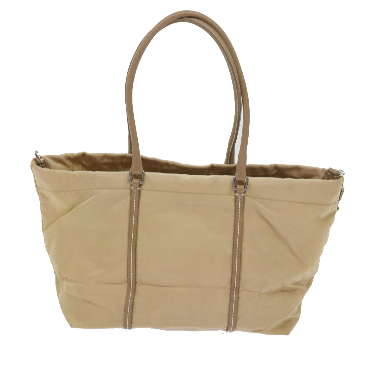 PRADA Hand Bag Nylon Beige Auth ac2750