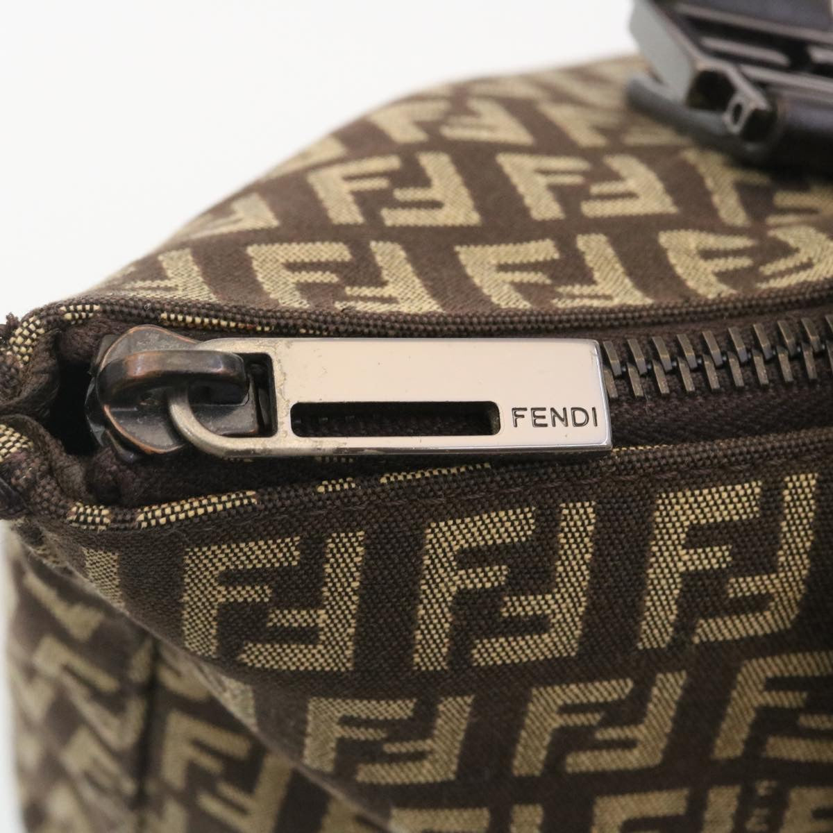 FENDI ZucchinoCanvas Hand Bag Brown Auth ac571