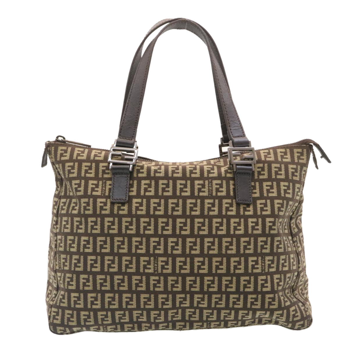 FENDI ZucchinoCanvas Hand Bag Brown Auth ac571