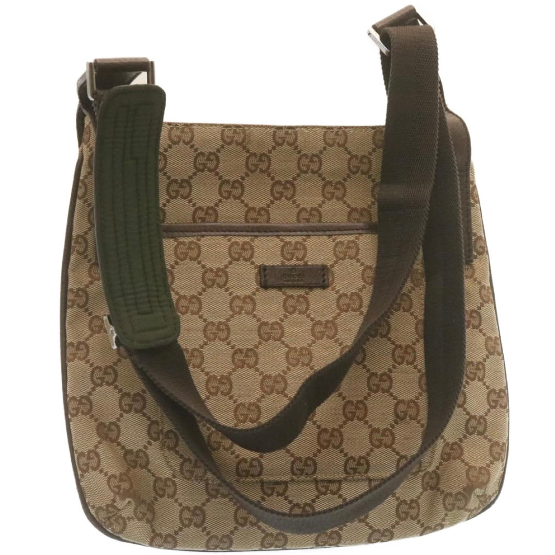 GUCCI GG Canvas Shoulder Bag Beige 122793 Auth ac588