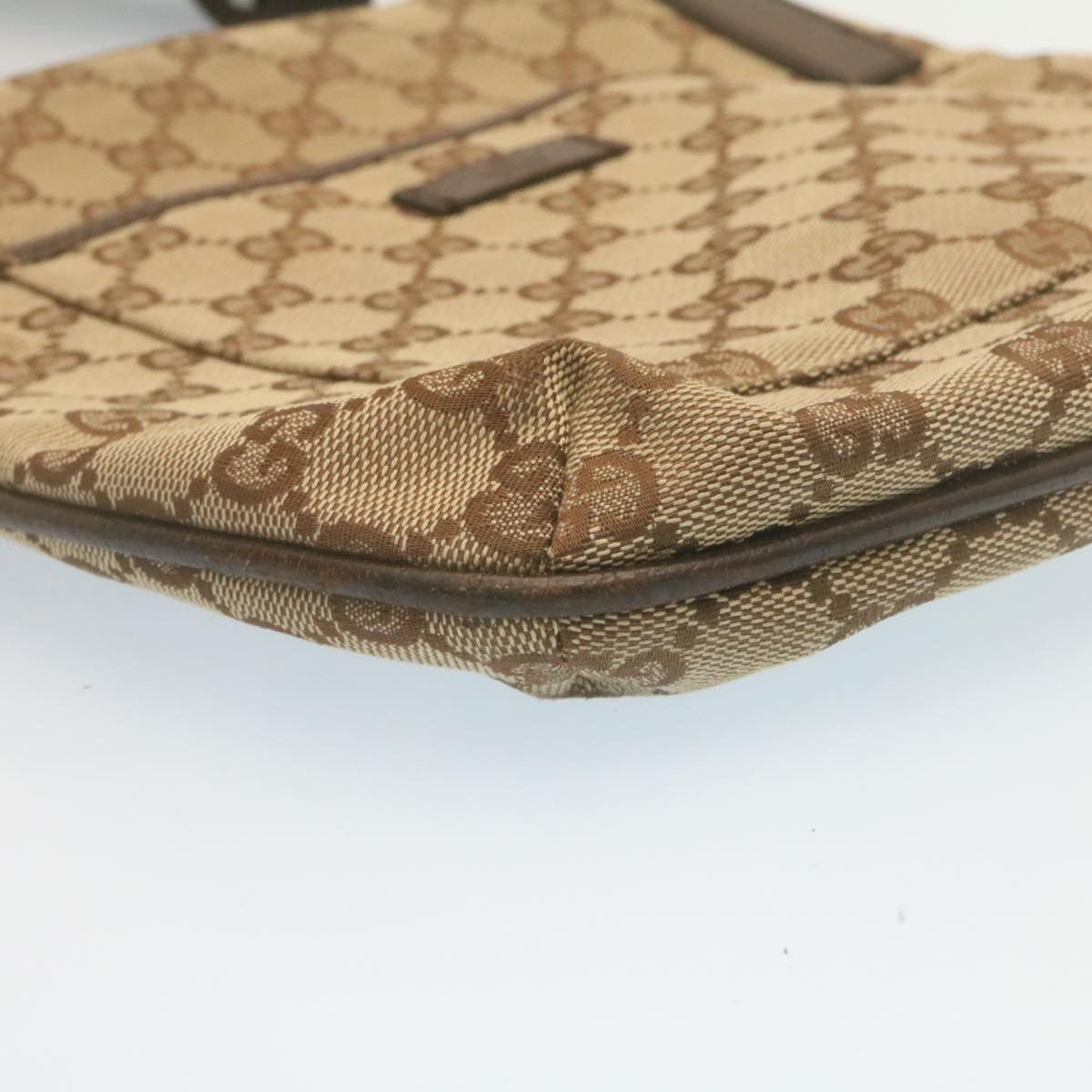 GUCCI GG Canvas Shoulder Bag Beige 122793 Auth ac588