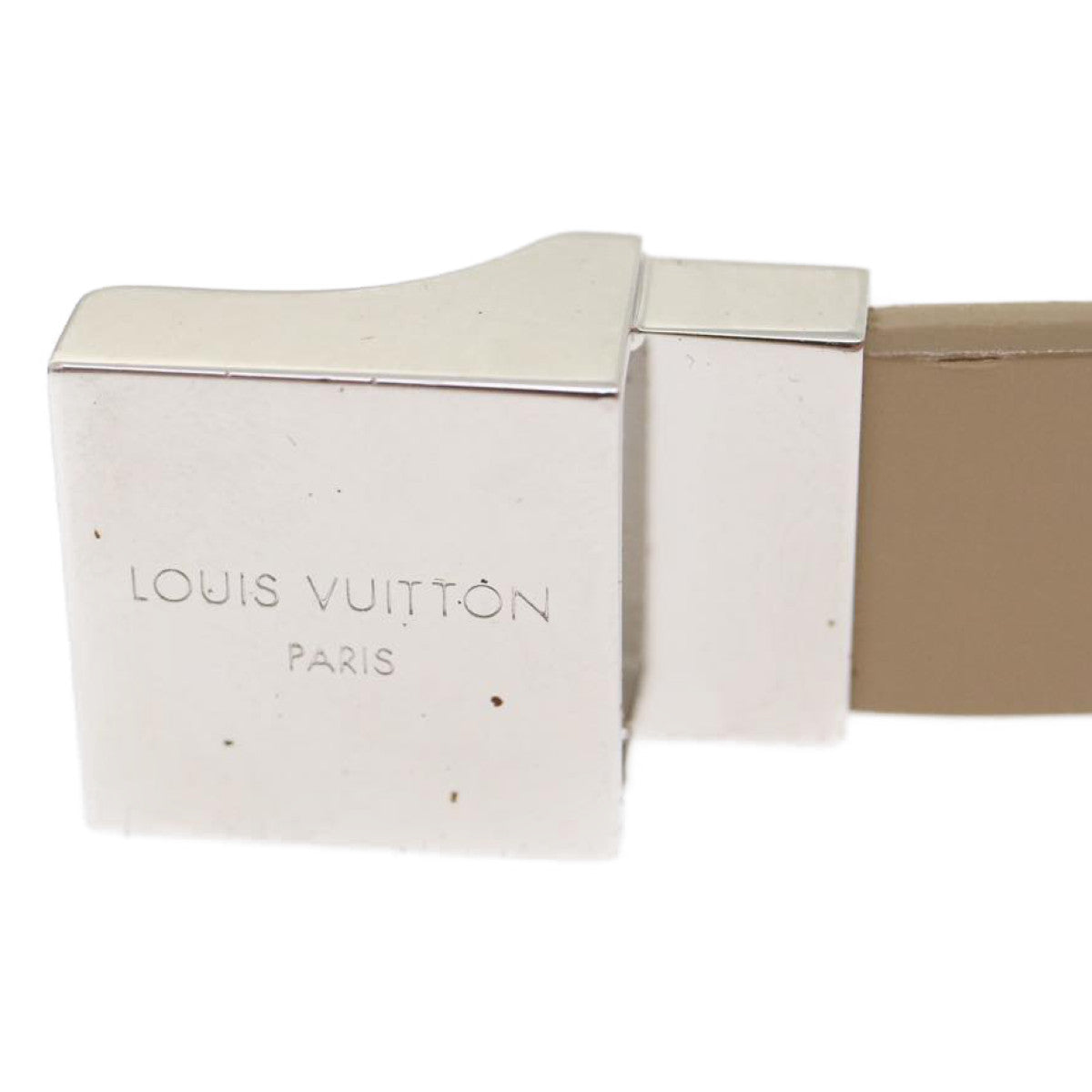 LOUIS VUITTON Belt Leather Beige LV Auth ac672