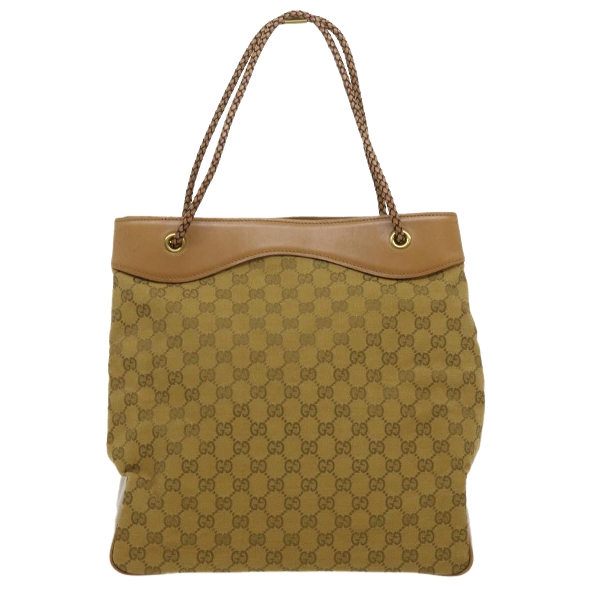 GUCCI GG Canvas Tote Bag Brown Gold Auth ac905 - 0