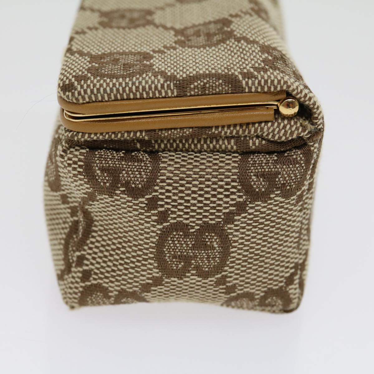 GUCCI GG Canvas Pouch Beige Auth ac929