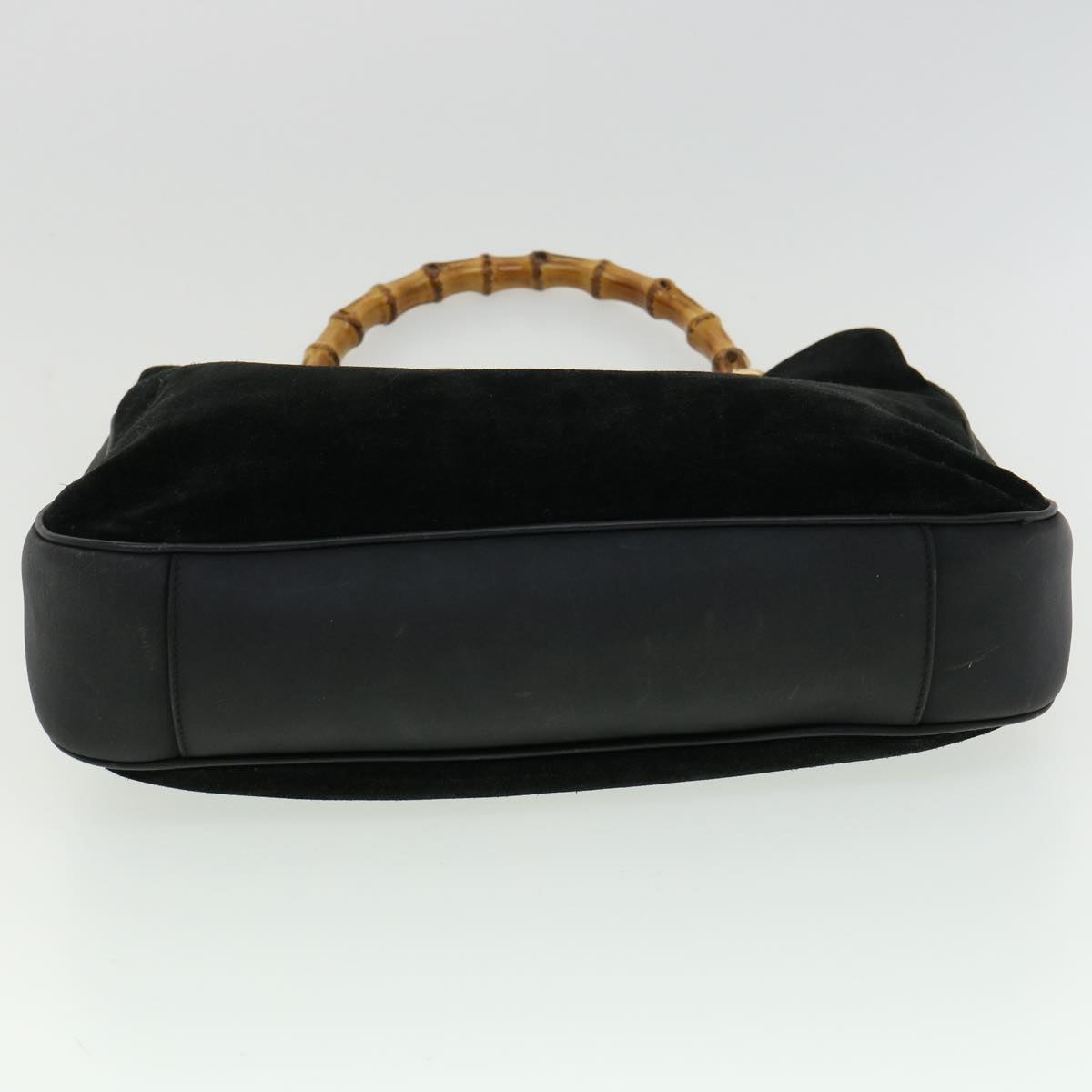 GUCCI Bamboo Hand Bag Suede Leather Black Auth ac987