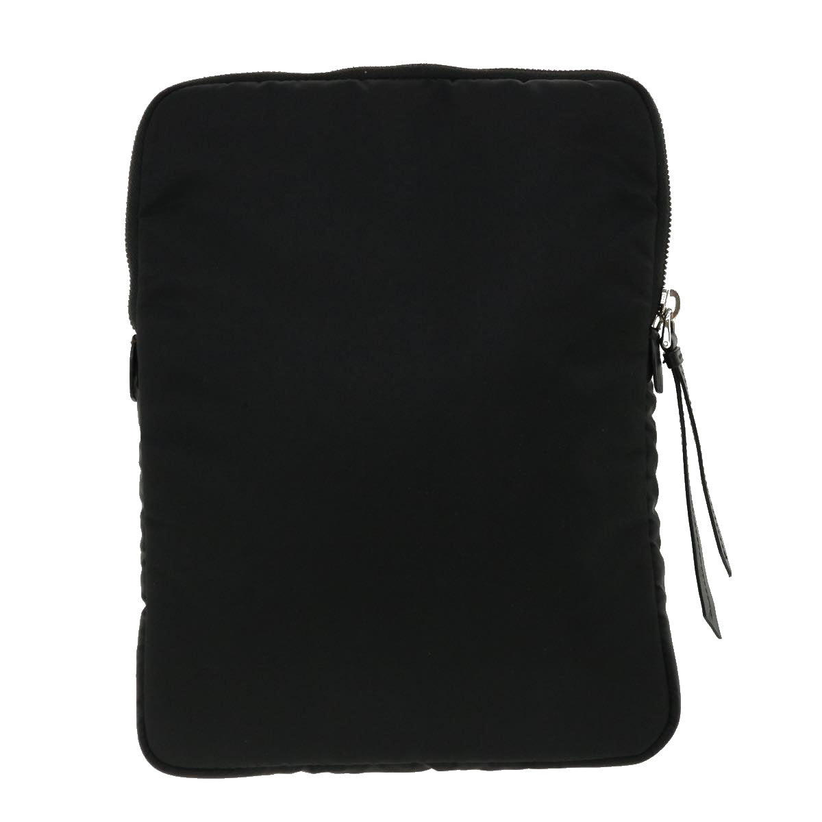 PRADA Clutch Bag Nylon Leather Black Orange Auth ac997